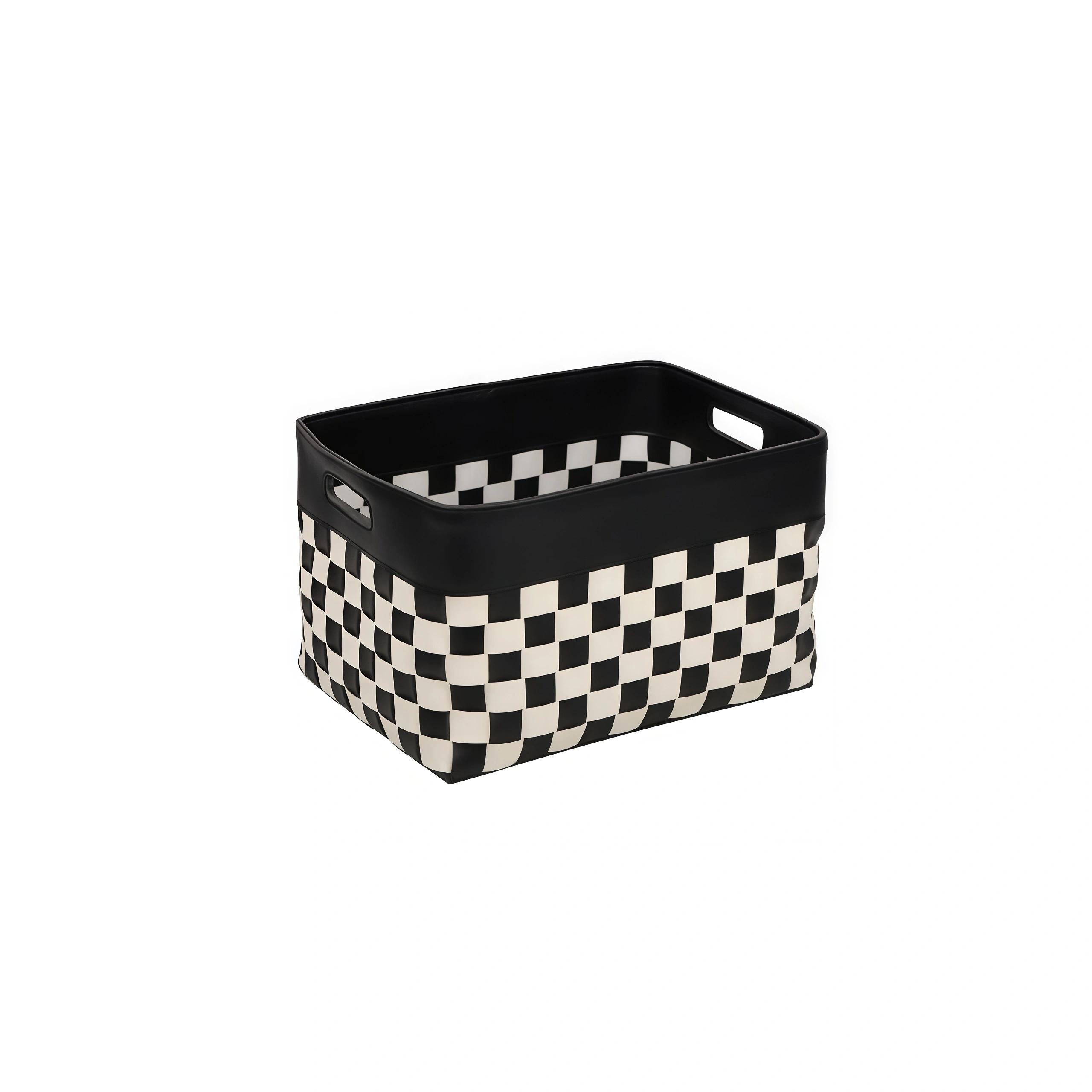 Black and White Two-Tone Square Woven Small Storage Basket