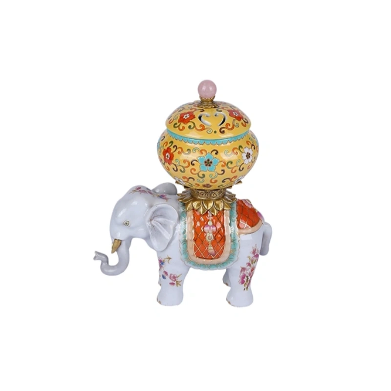 Sacred Elephant with Enamel Saddle (Aromatherapy Burner)