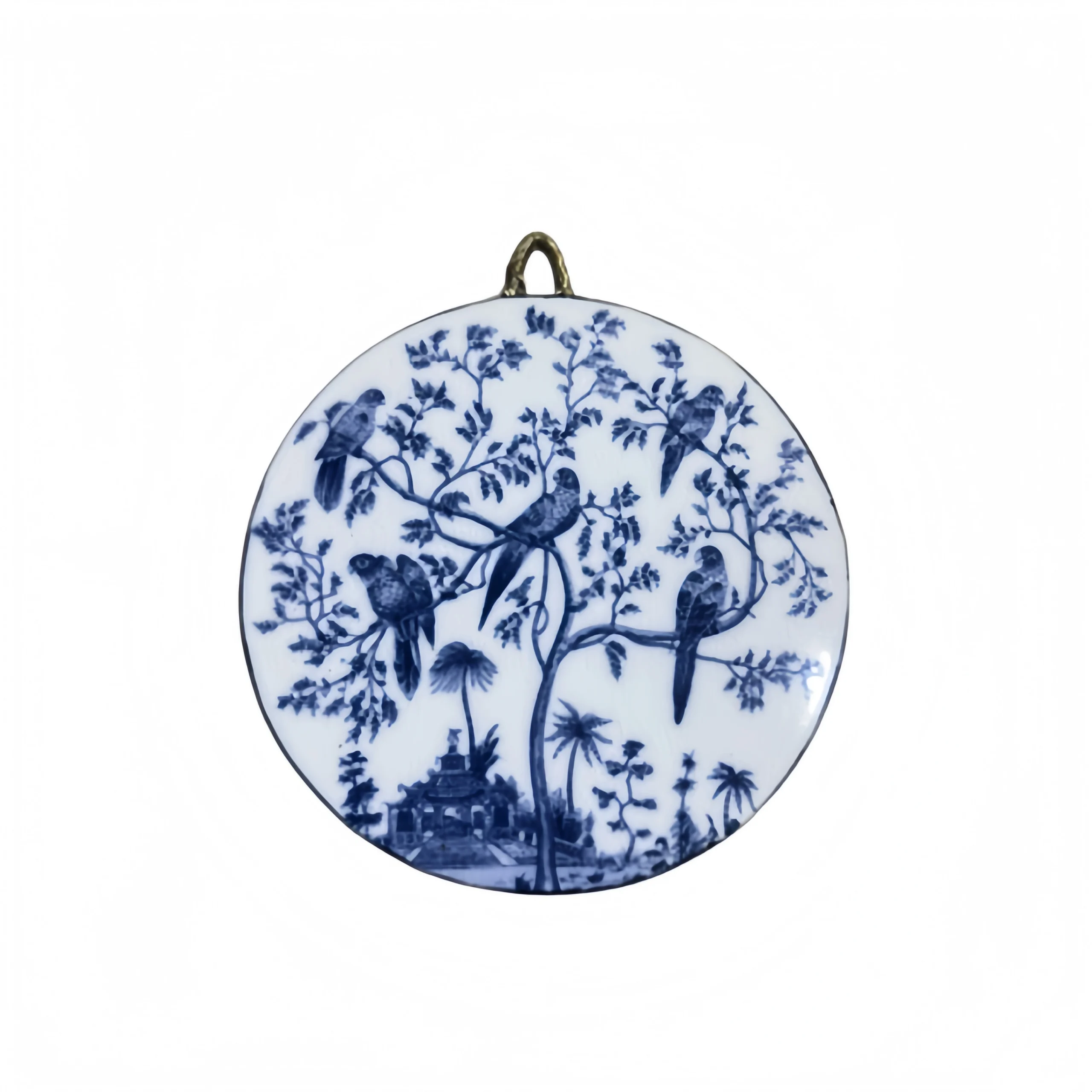 Blue and White Wall-Mounted Porcelain Tile