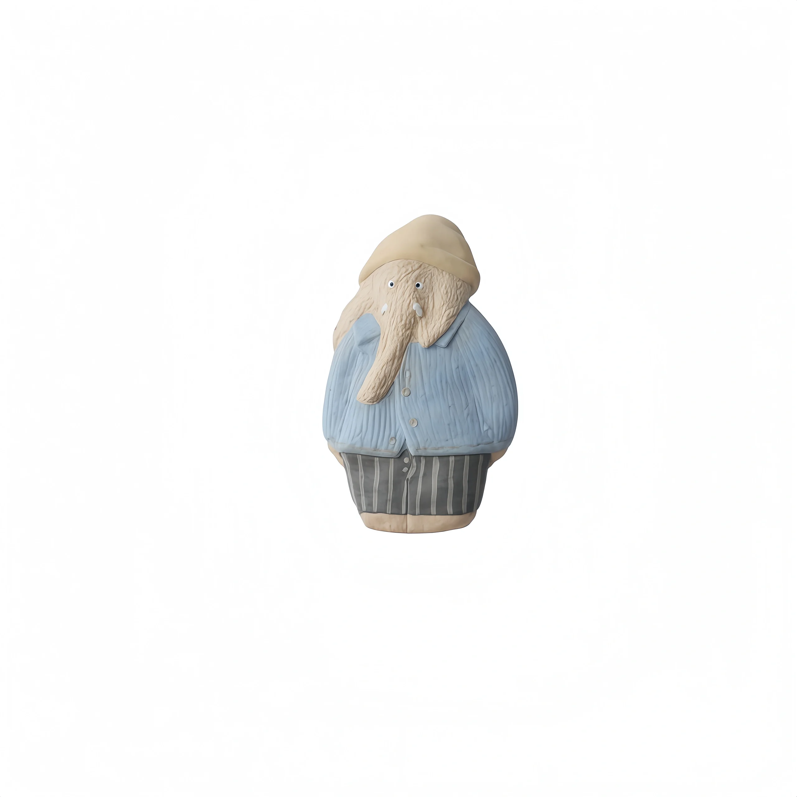 Blue-Clothed Elephant Ceramic Figurine