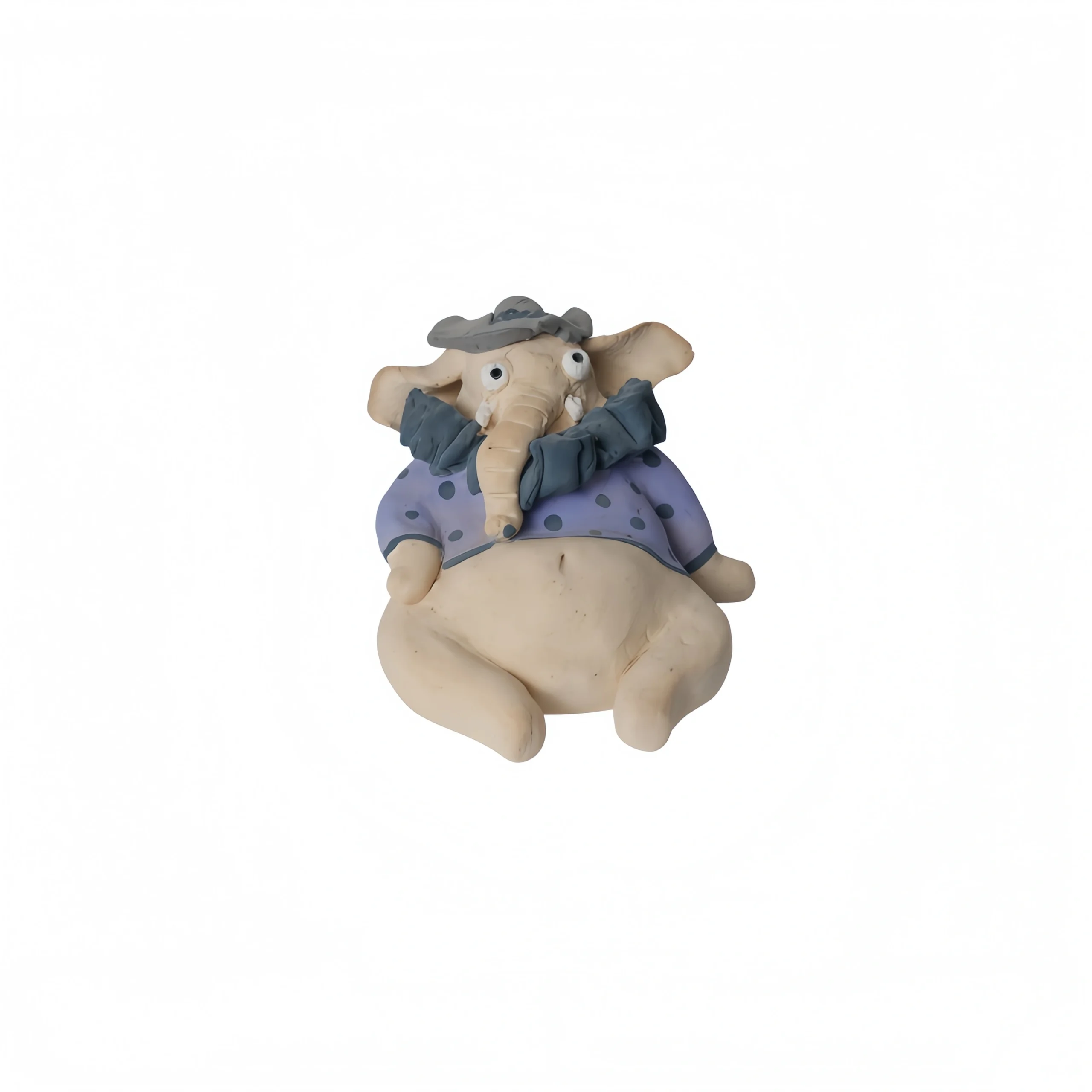 Reclining Blue-Clothed Elephant Figurine
