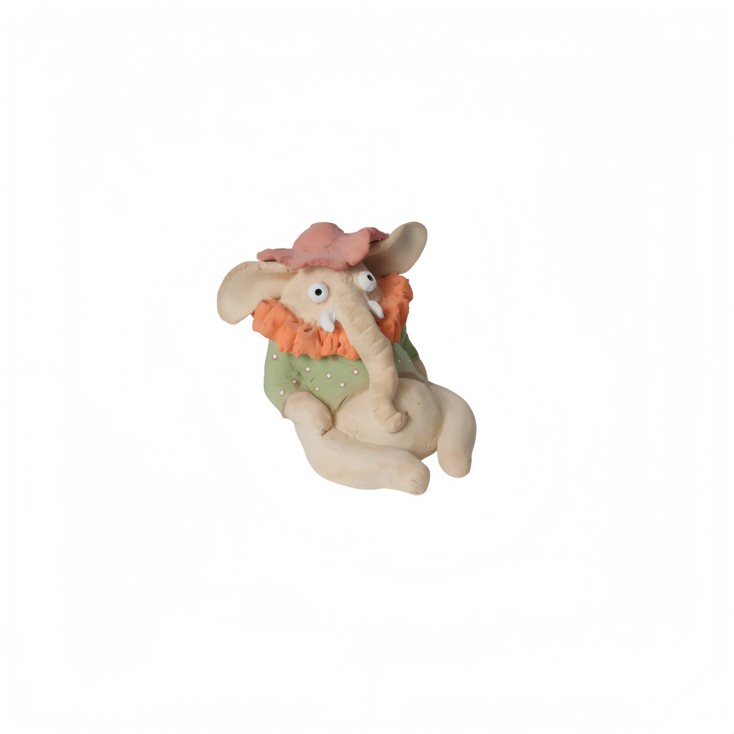 Reclining Green-Clothed Elephant Figurine