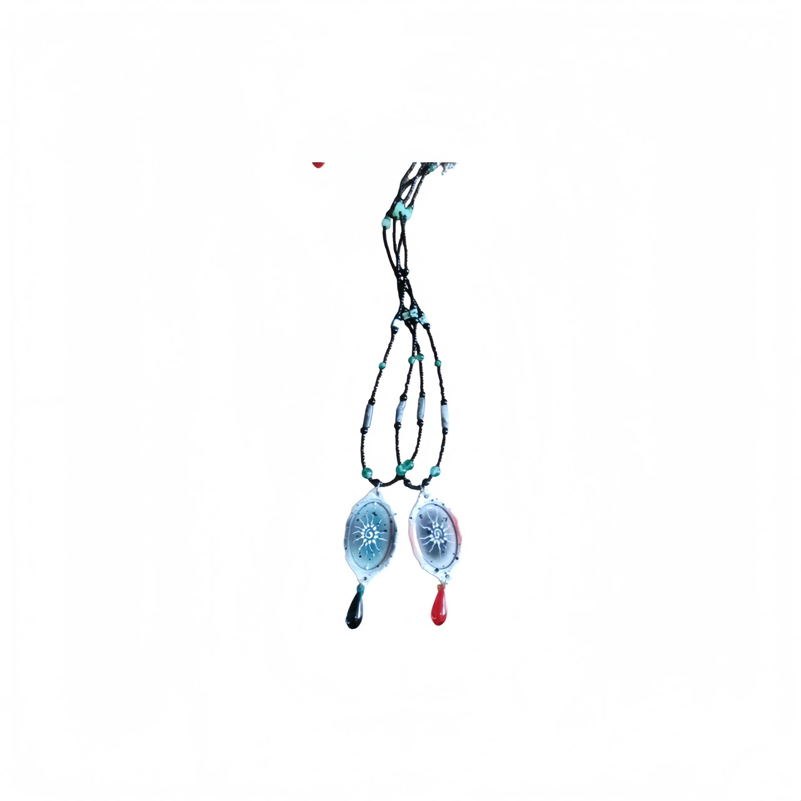 Ceramic Sun Pattern Long Pendant