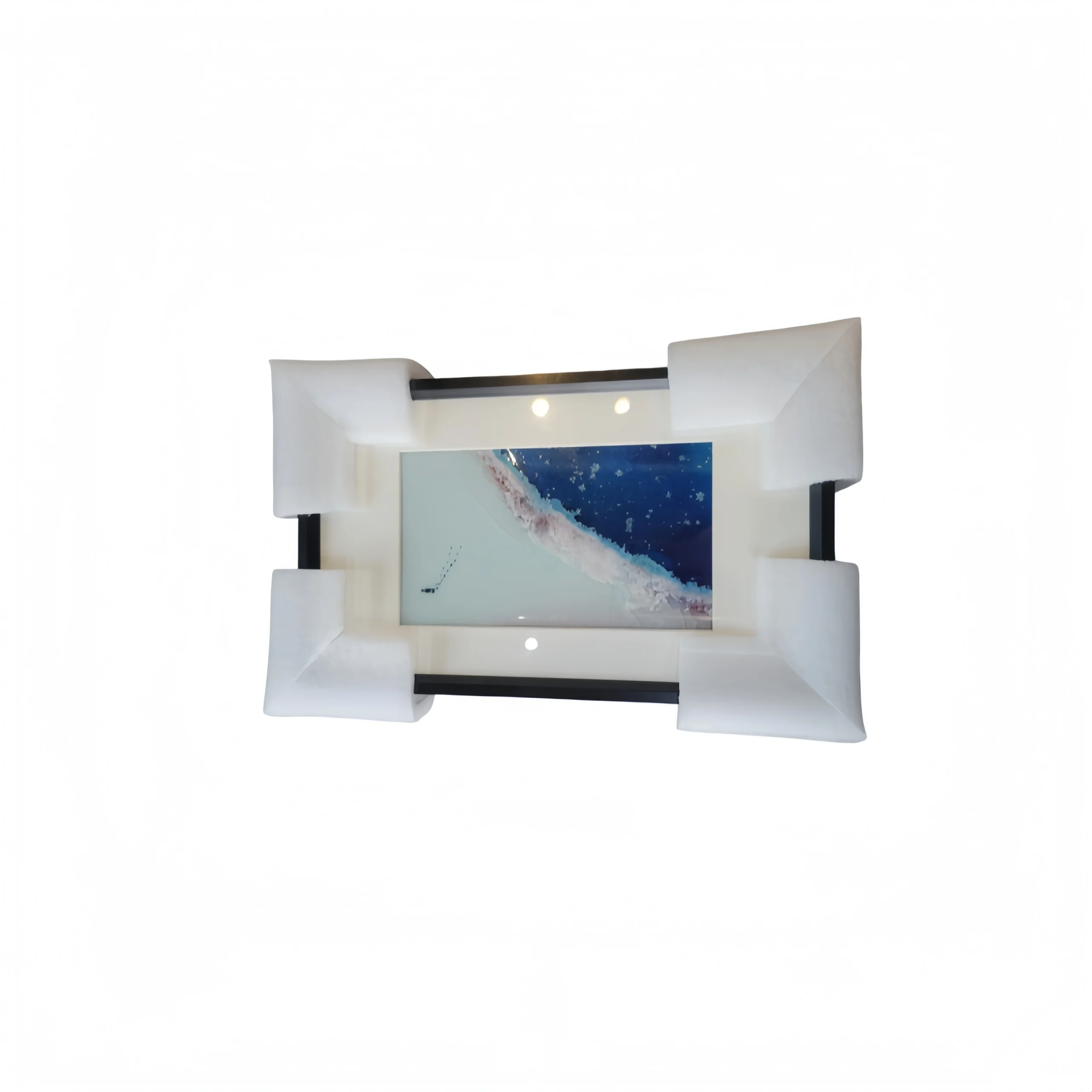 Abstract Dark Blue White Block Frame