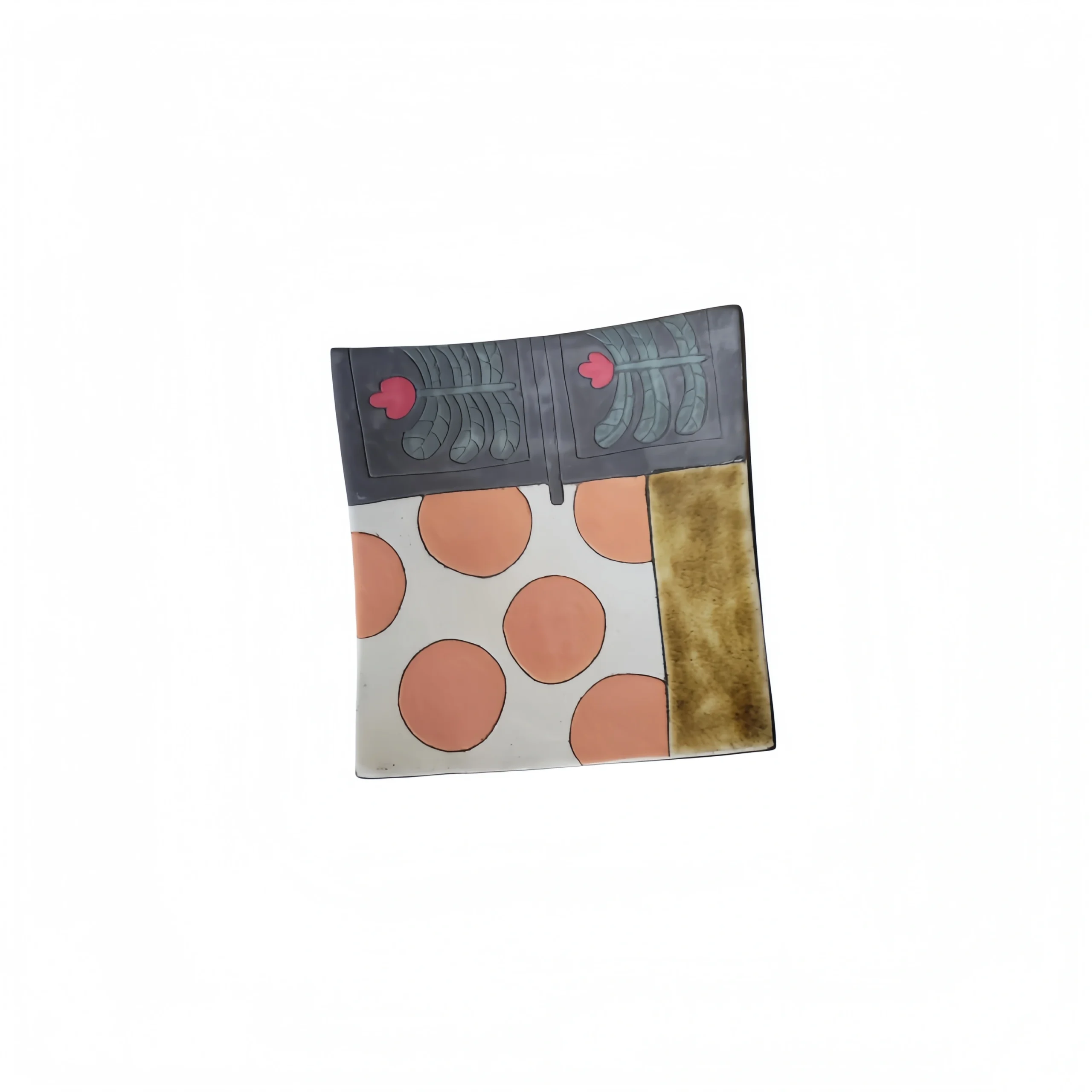 Ceramic Pink Round Pattern Square Plate