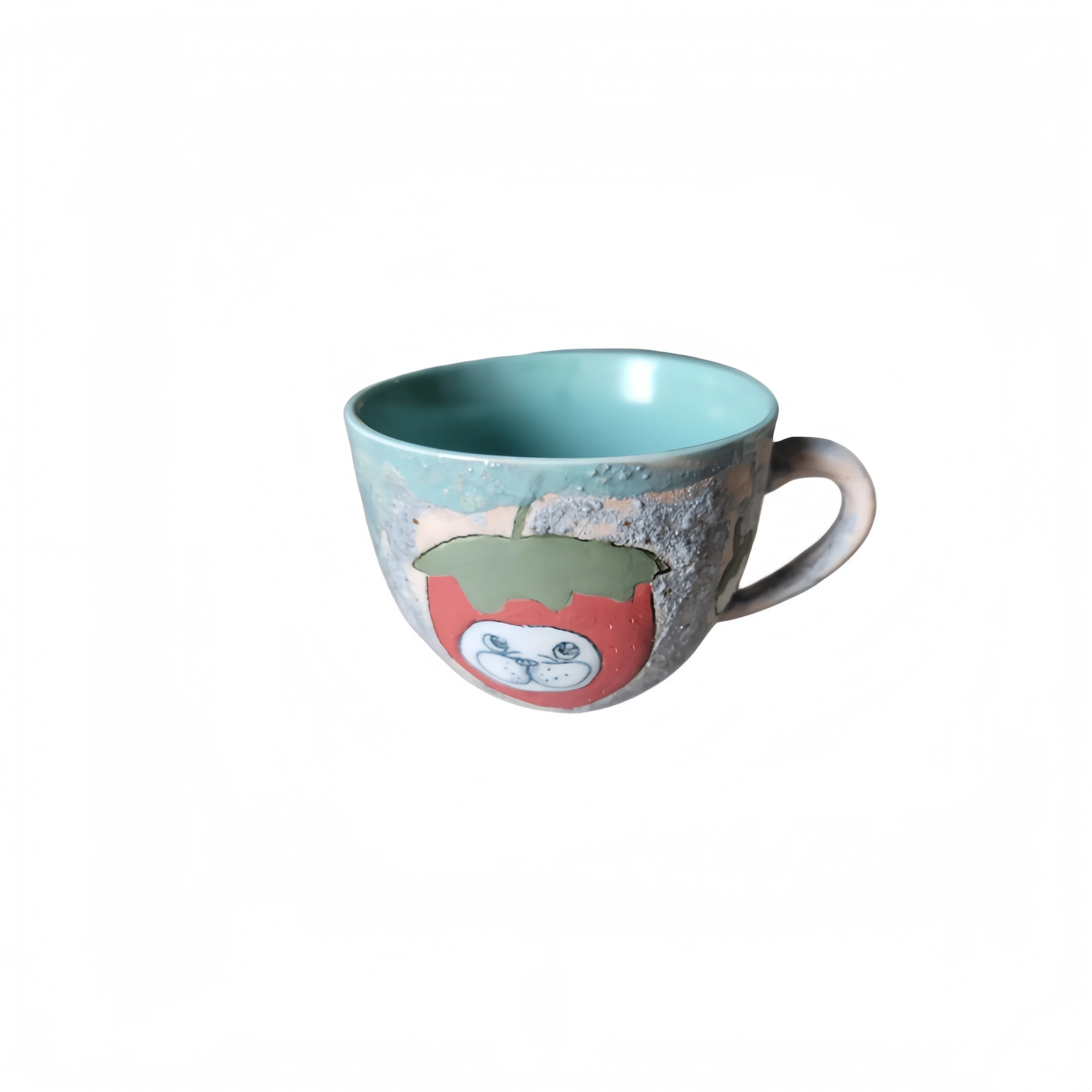 Ceramic Hand-Painted Strawberry Puppy Handle Mug