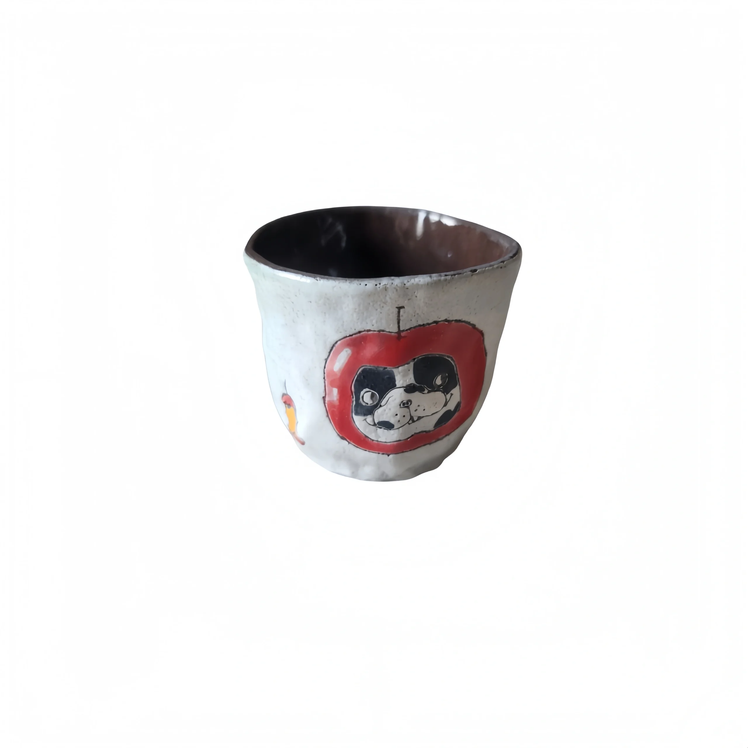 Ceramic Hand-Painted Cherry Puppy Curved Mug