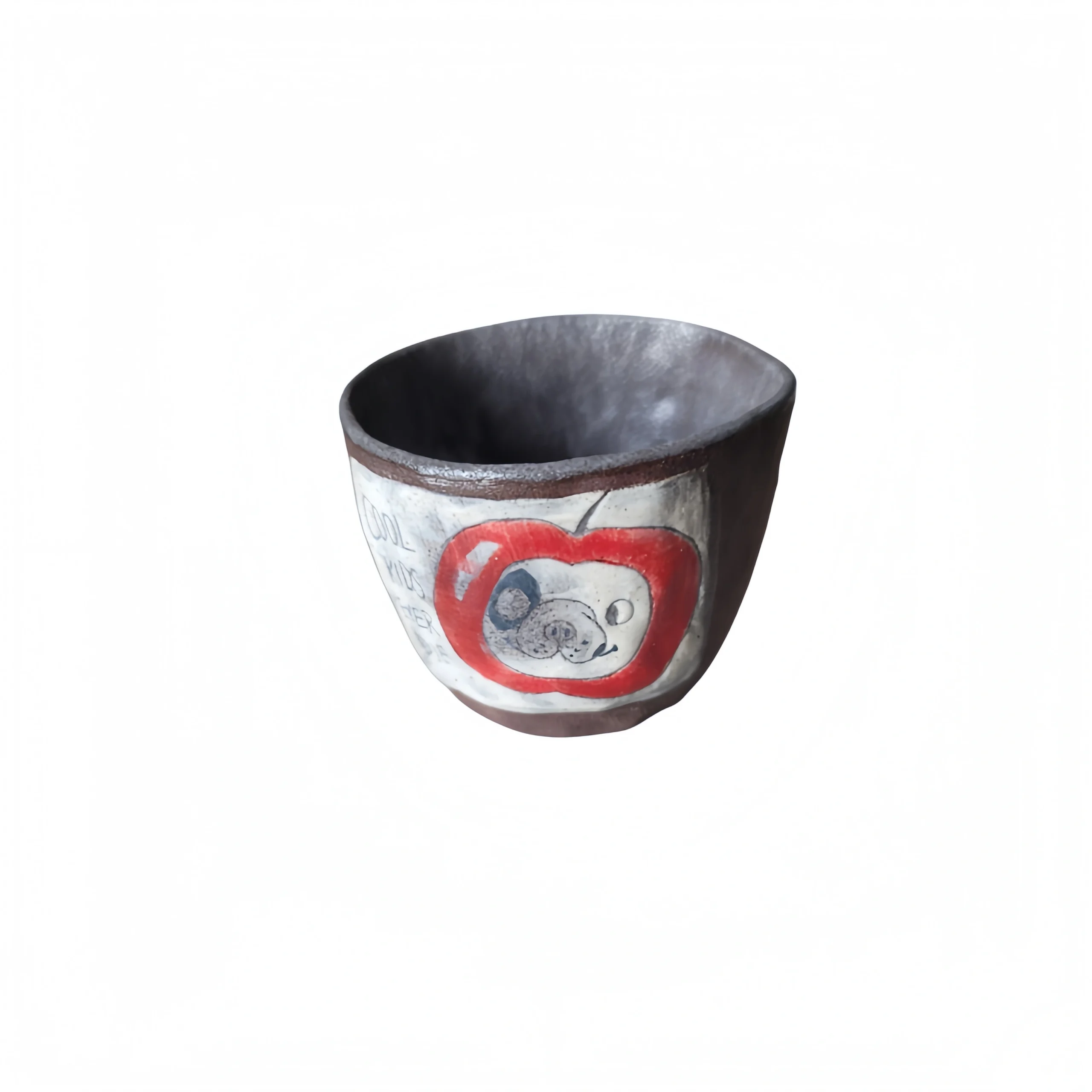Ceramic Hand-Painted Cherry Puppy Rounded Mug