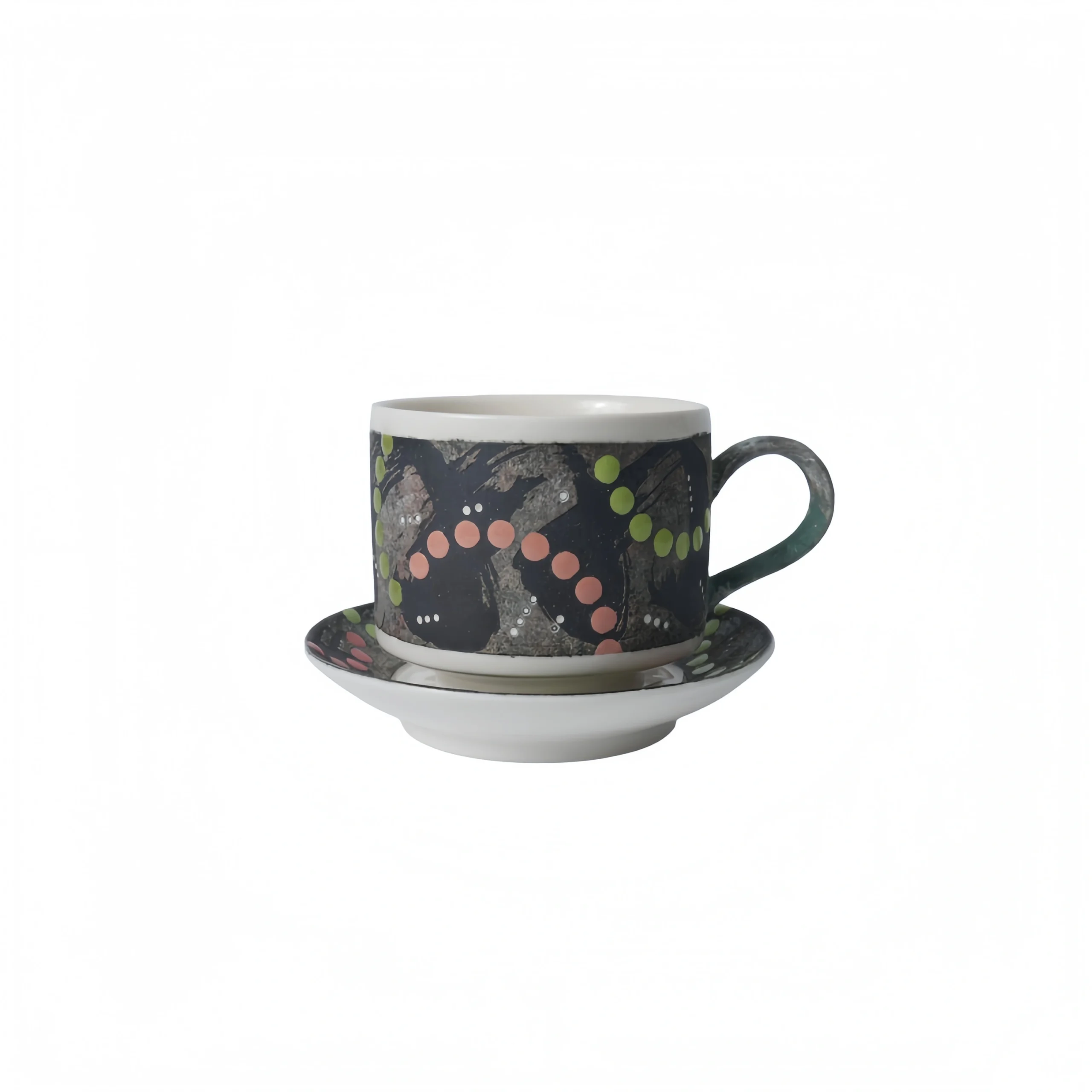 Large Coffee Ceramic Cup and Saucer