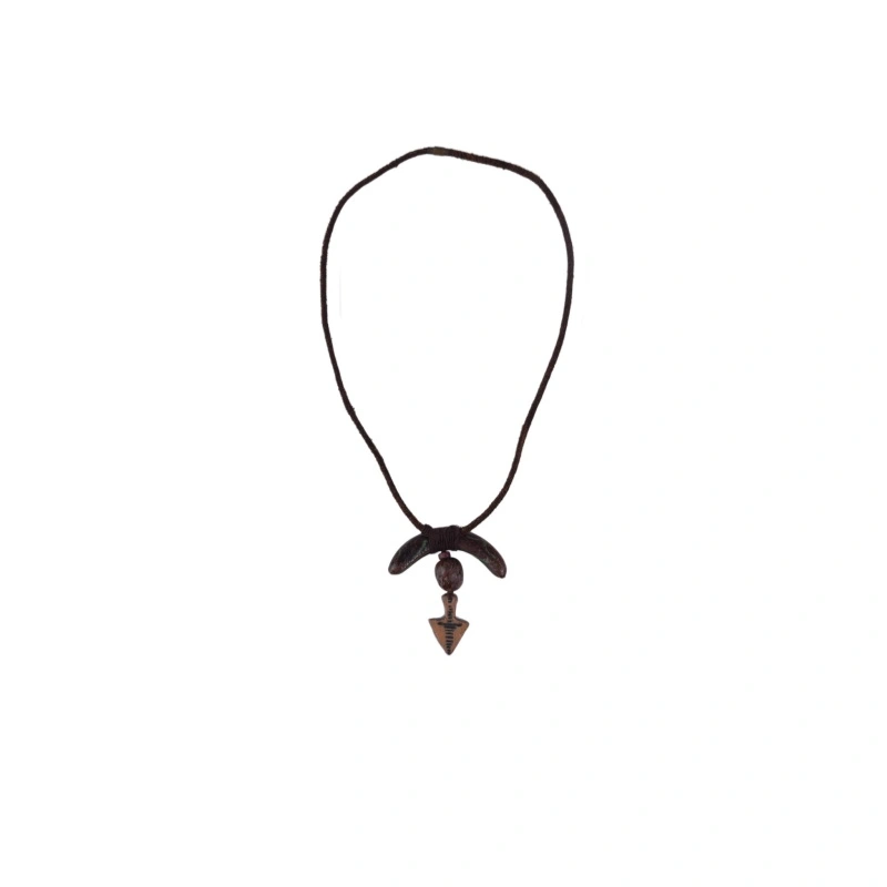 Vintage Crescent Moon Ceramic Necklace