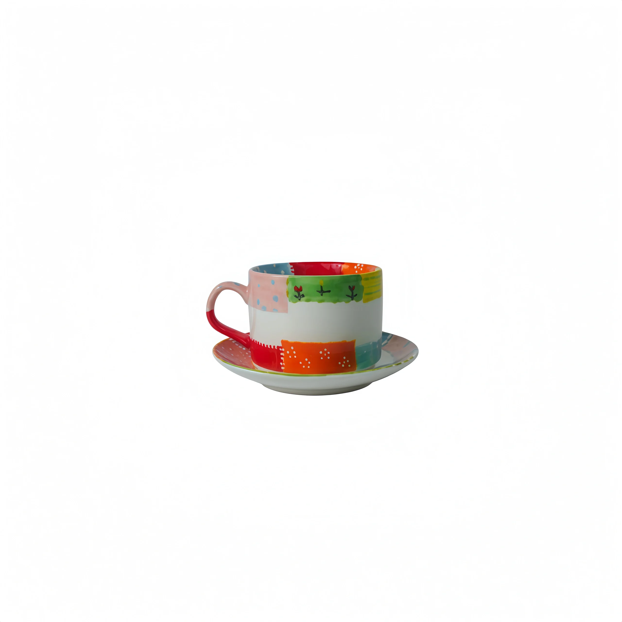Colorful Straight-Rimmed Mug with Coaster
