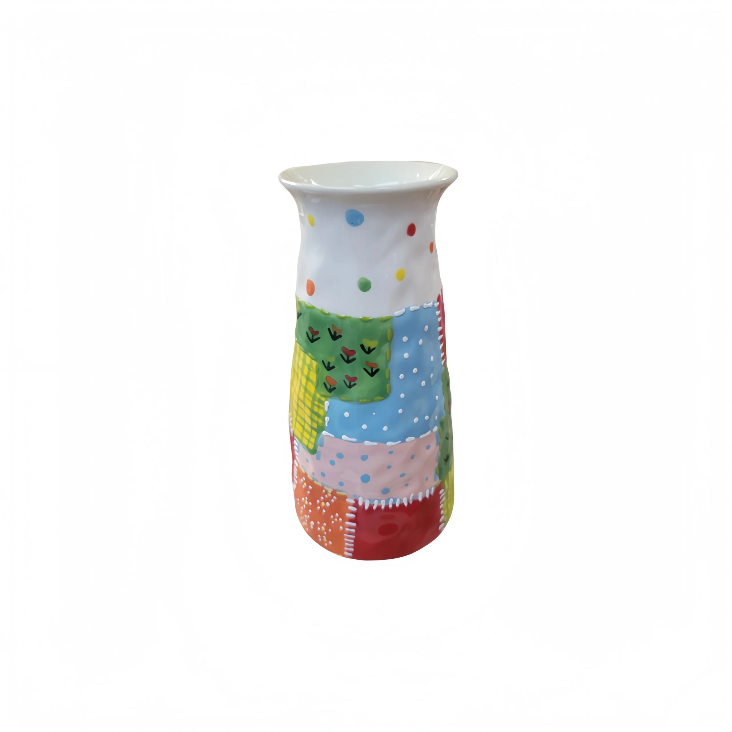 Colorful Curved-Rim Vase