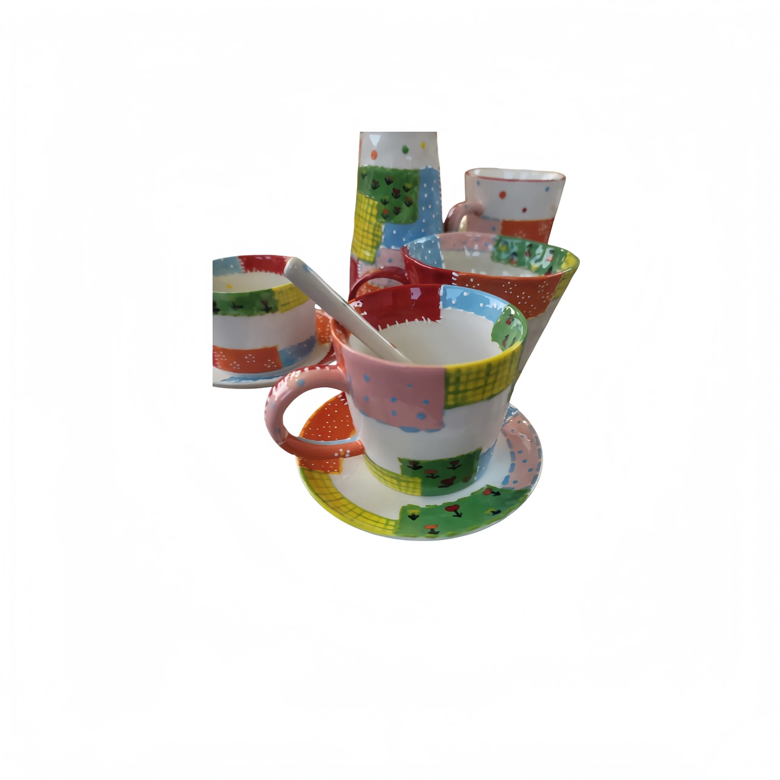 Colorful Slanted Belly Mug with Coaster