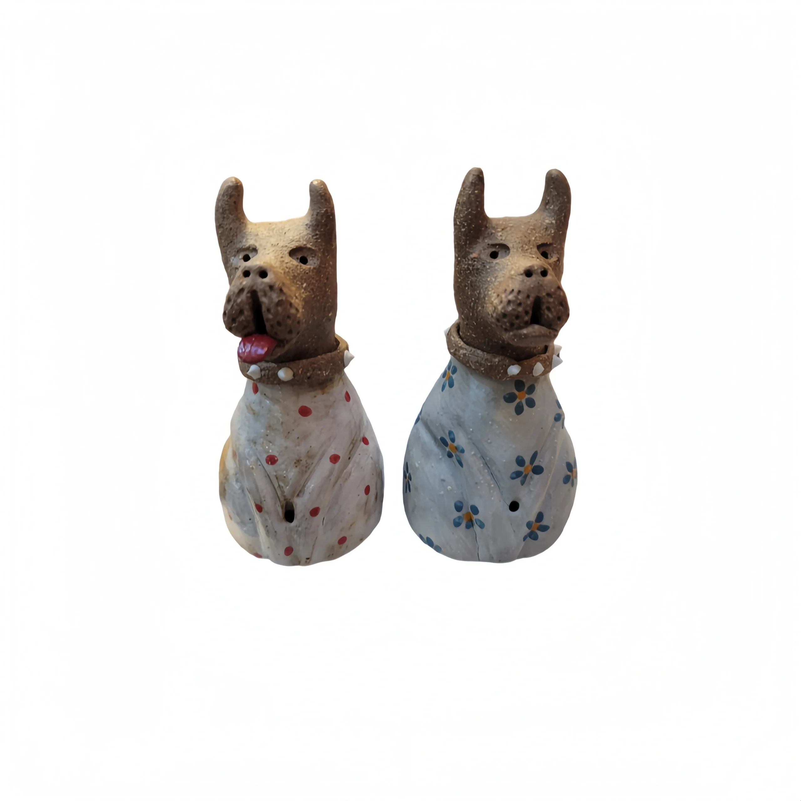 Upright Ear Ceramic Flower-Coat Puppy Ornament