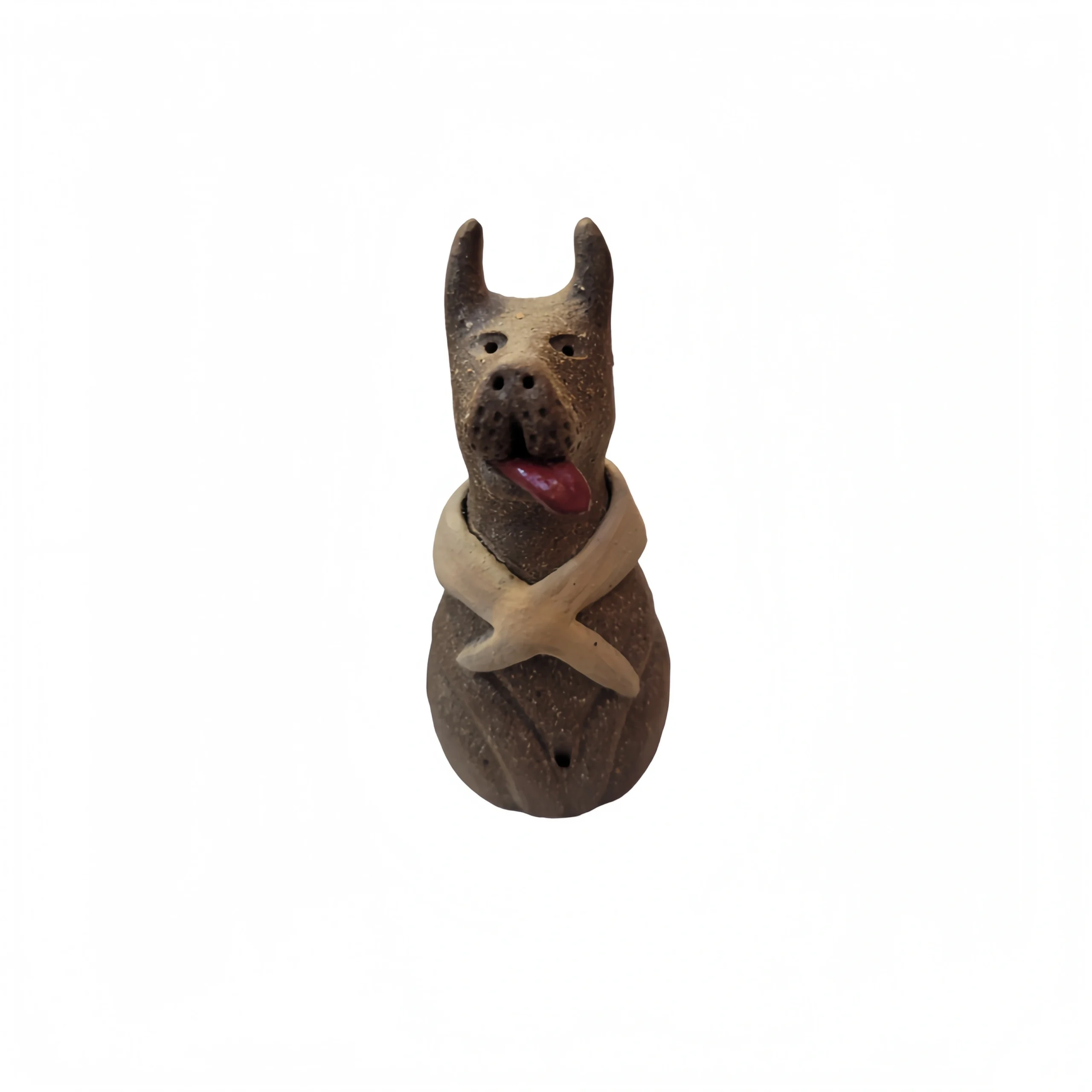 Upright Ear Ceramic Scarf Puppy Ornament