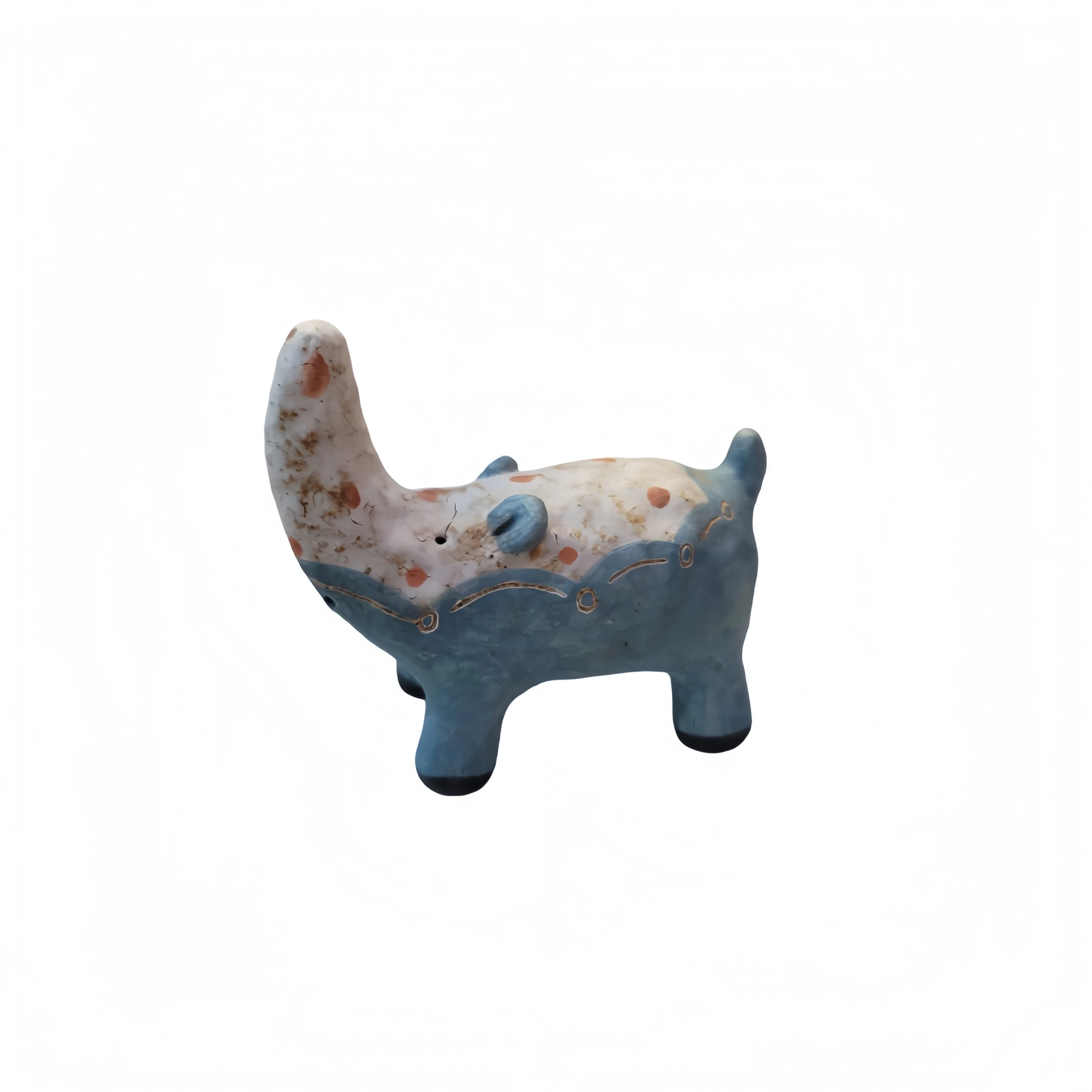 Blue and White Rhino Ornament