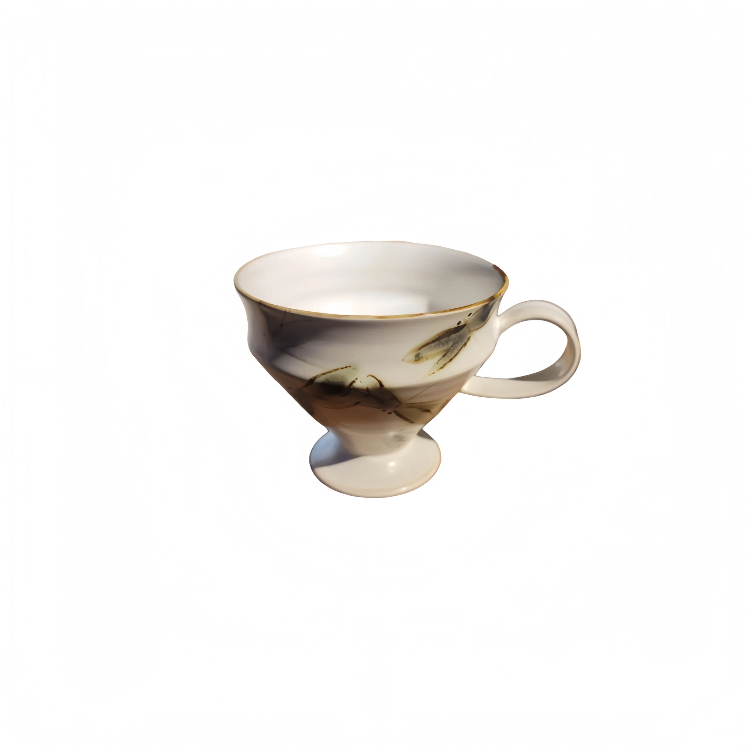Dragonfly Pattern Folded Belly Stemmed Cup