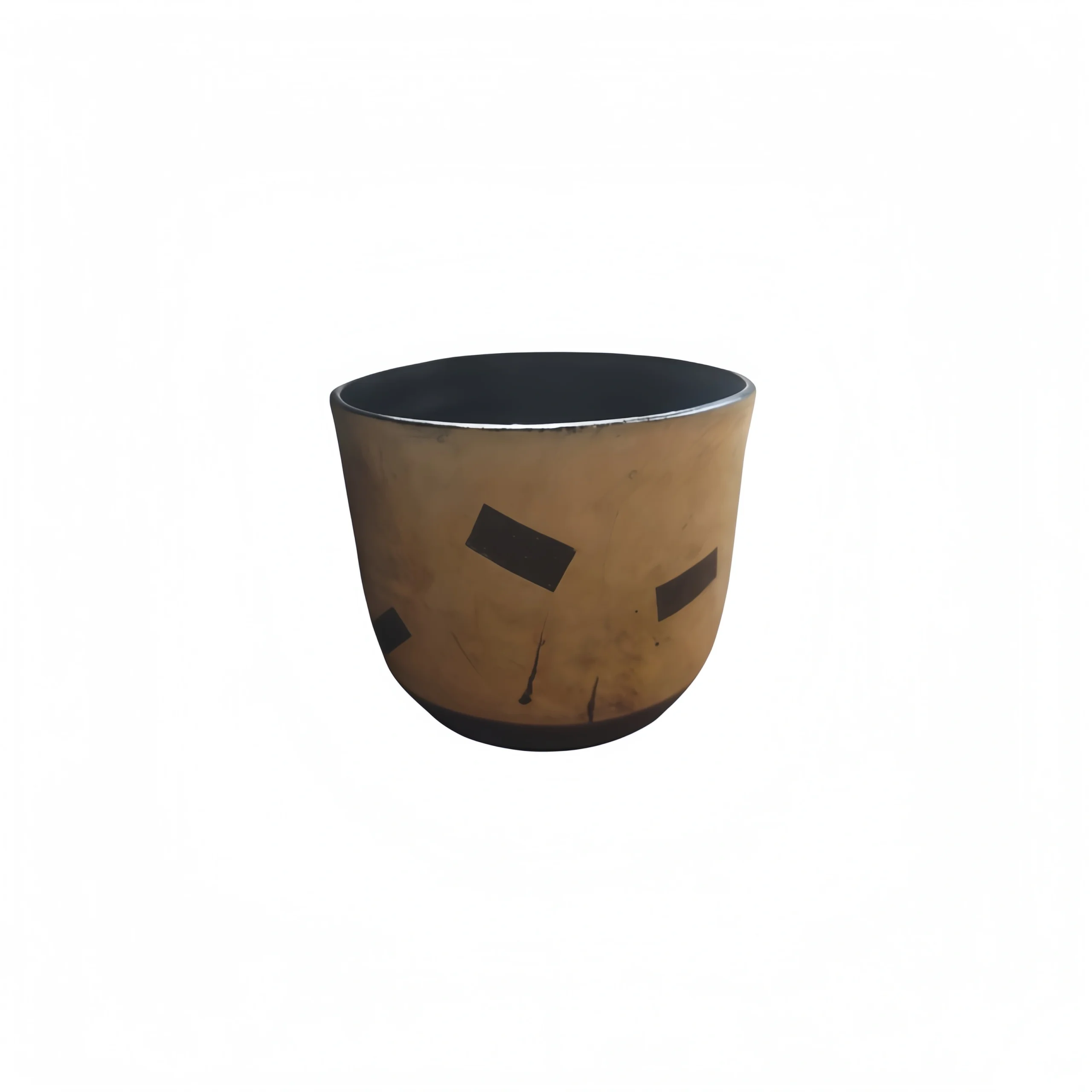 Coarse Ceramic Black Square Pattern Rounded Belly Mug