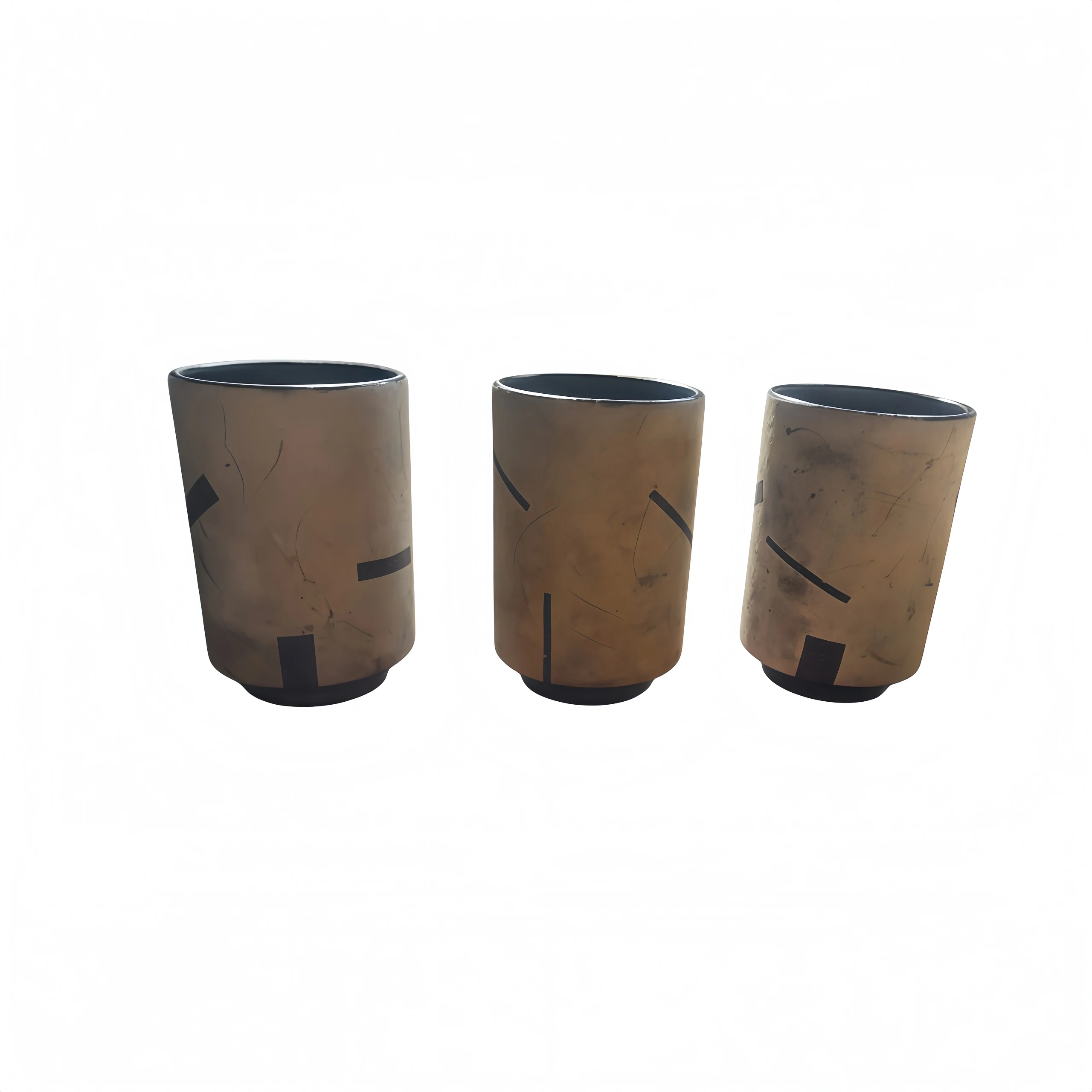 Coarse Ceramic Black Square Pattern Straight Belly Cup