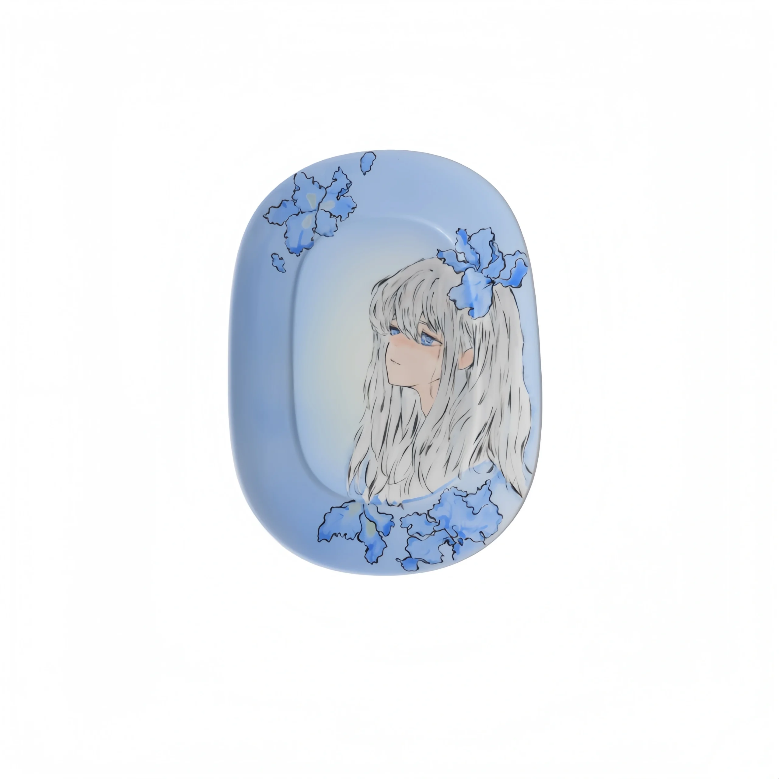 Hand-Painted White-Haired Girl Plate