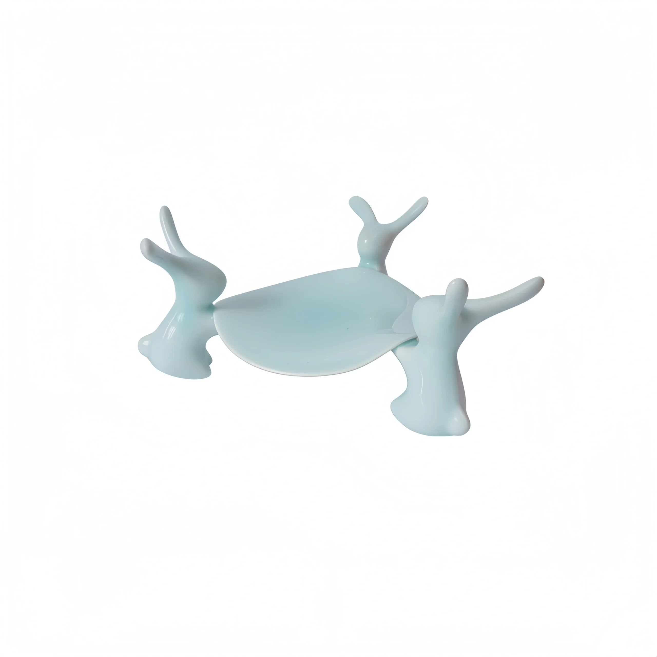 Three Rabbits Worship Moon Ceramic Tray