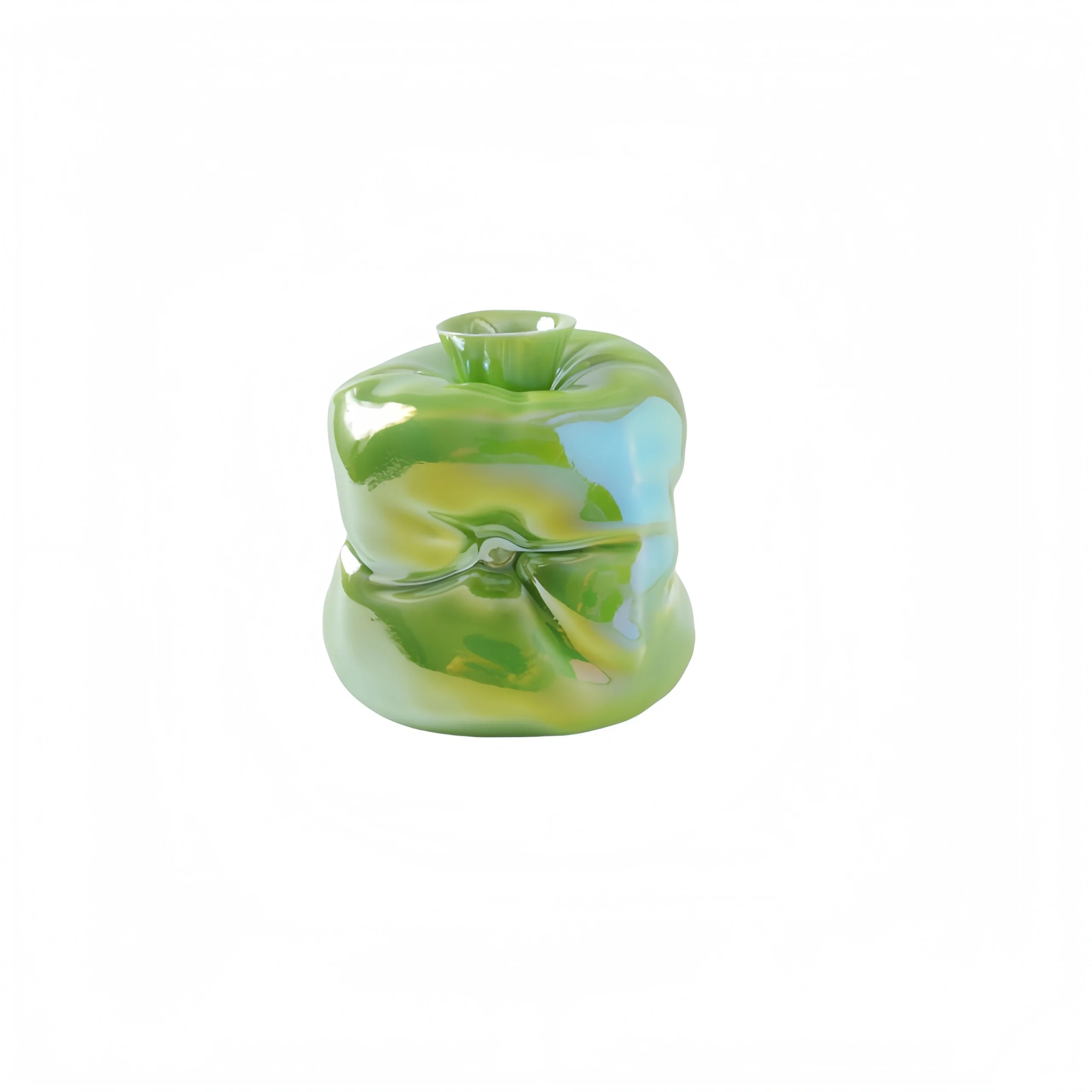 Pillow Pumpkin Ceramic Planter – Electroplated Apple Green