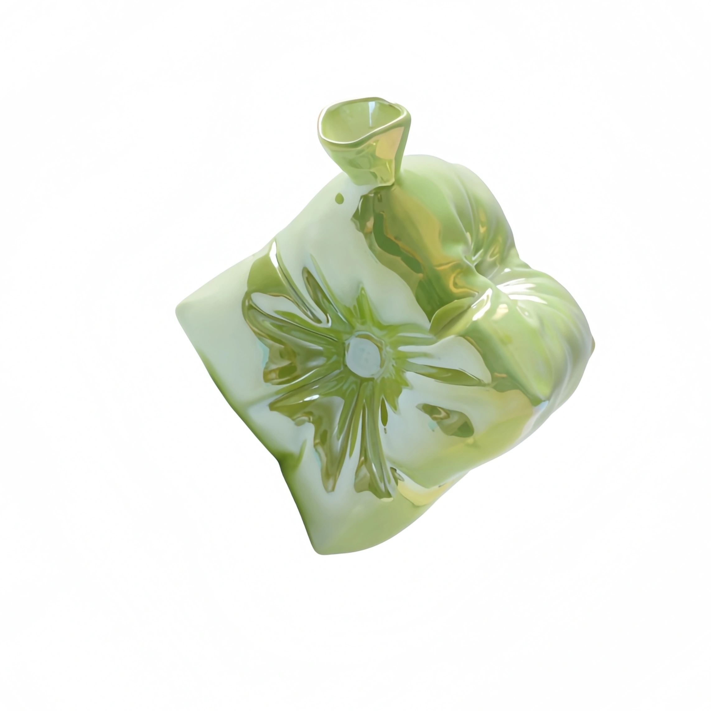 Pillow Dice Ceramic Planter – Electroplated Apple Green