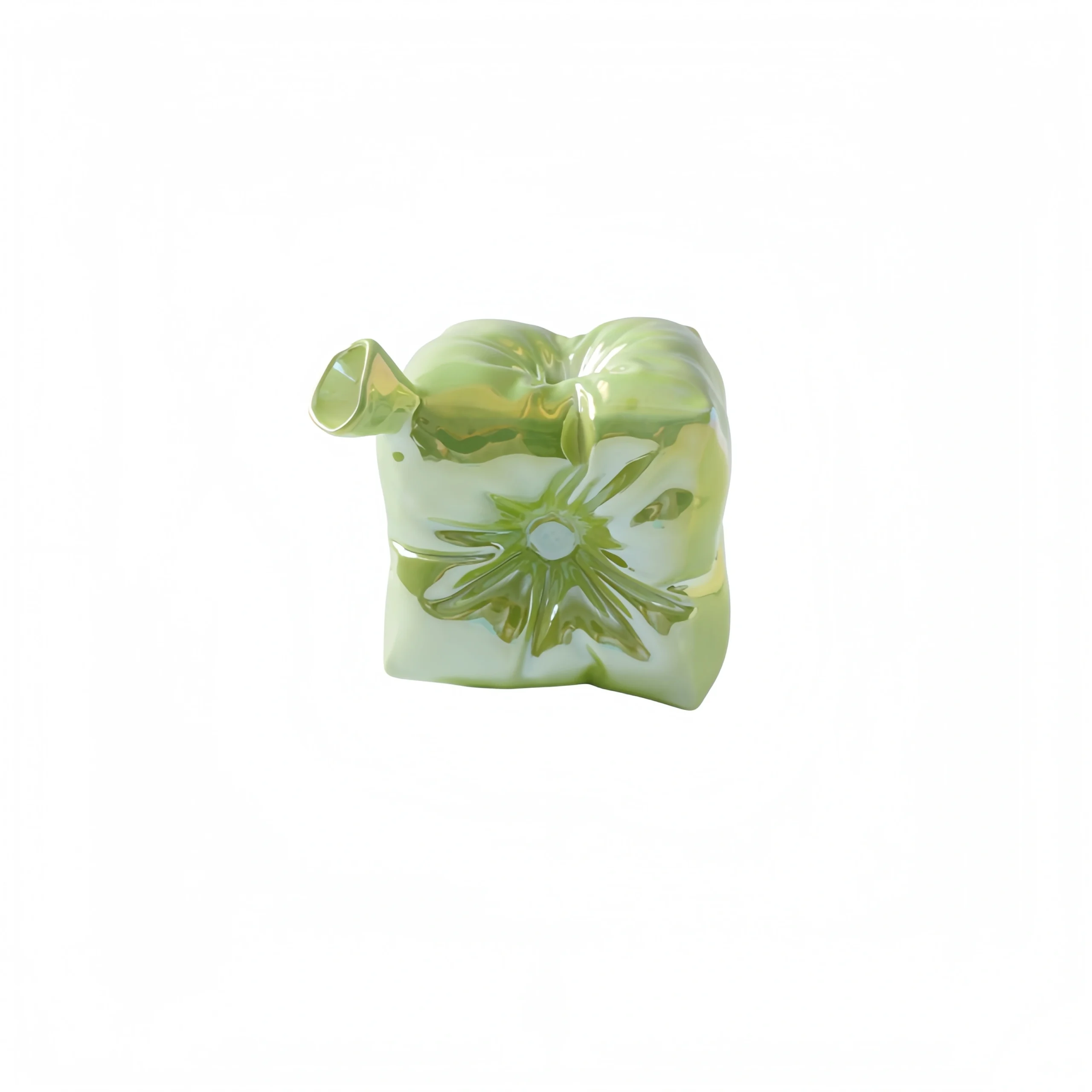 Pillow Dice Ceramic Planter – Electroplated Apple Green