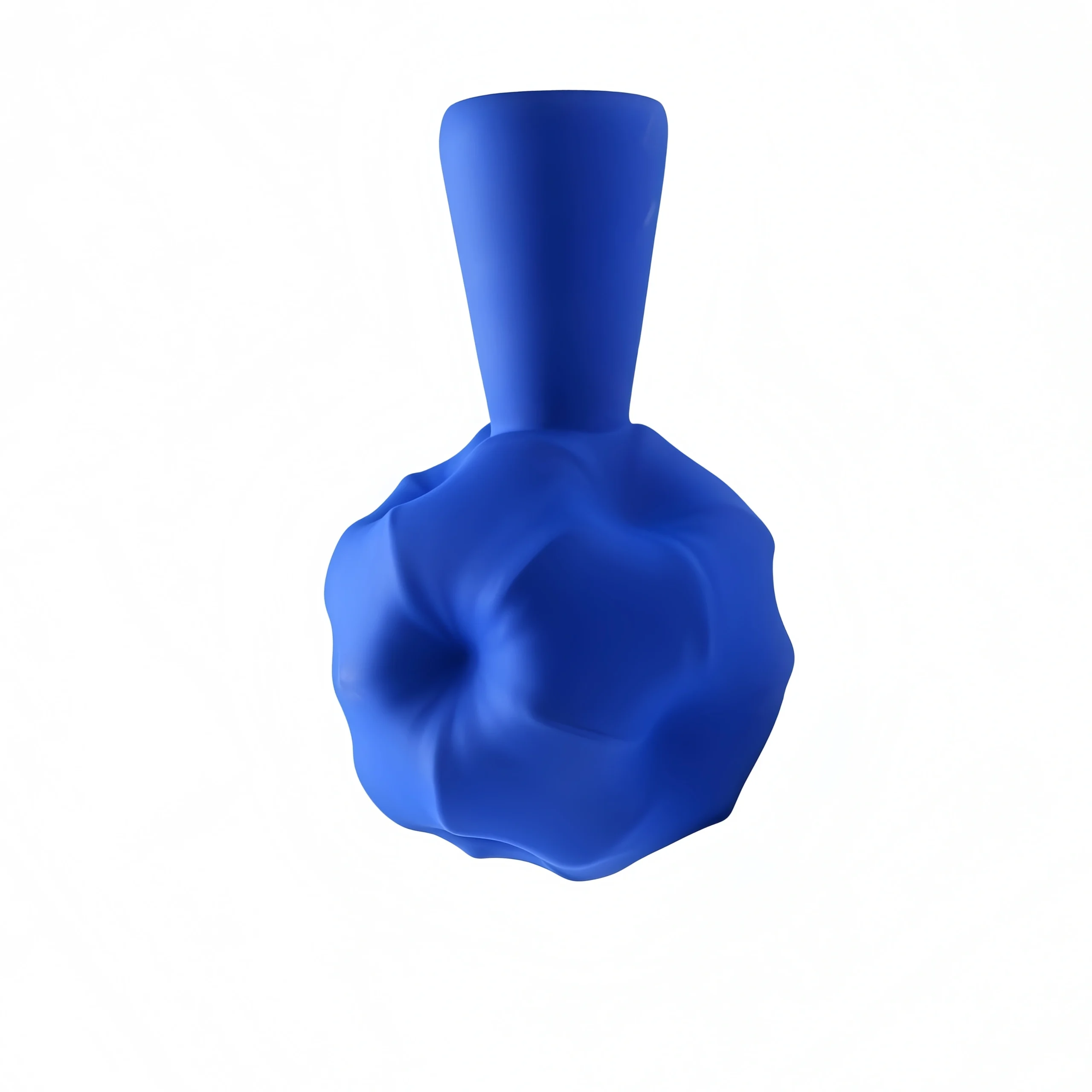 High-Rim Hydrangea Ceramic Planter – Matte Blue