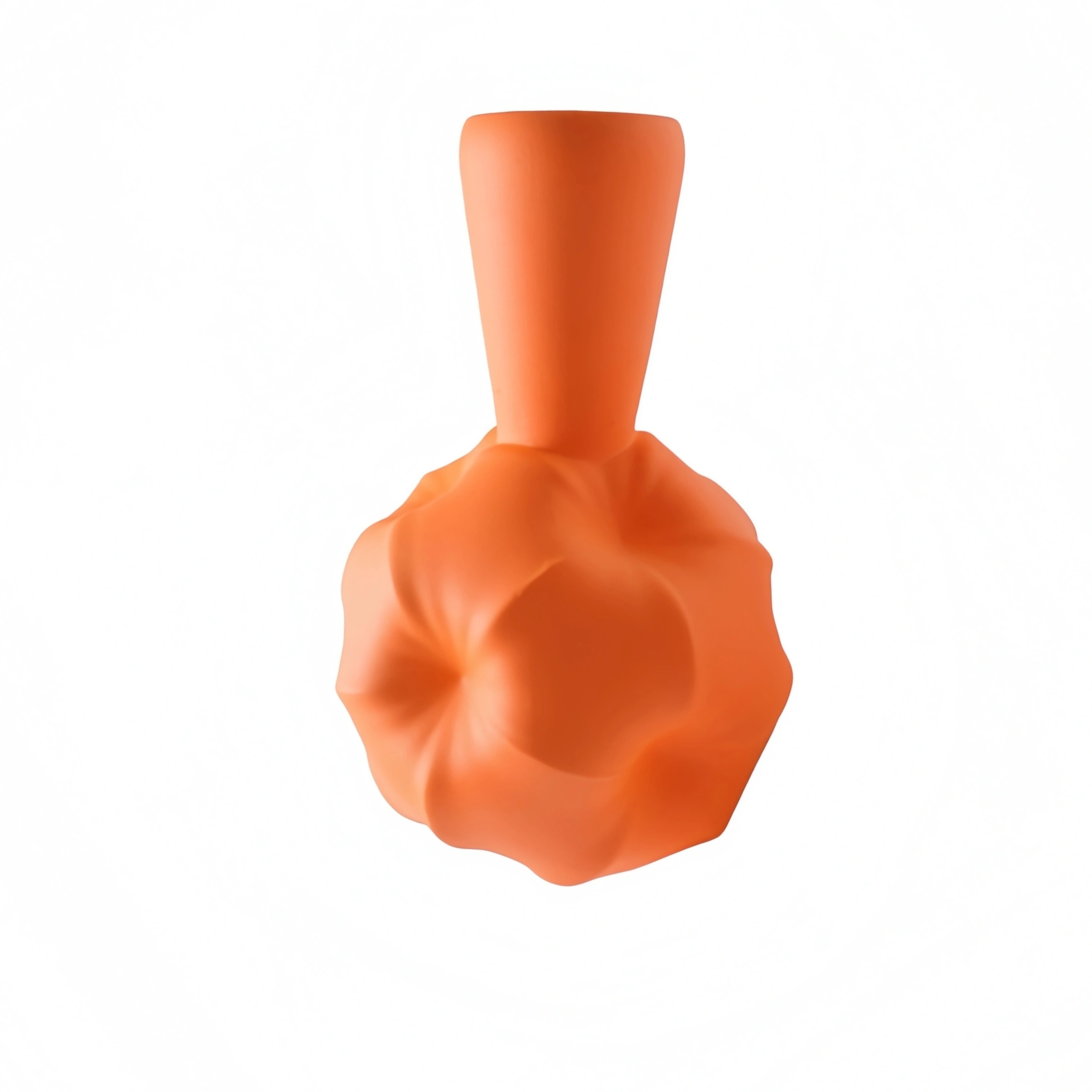 High-Rim Hydrangea Ceramic Planter – Matte Orange
