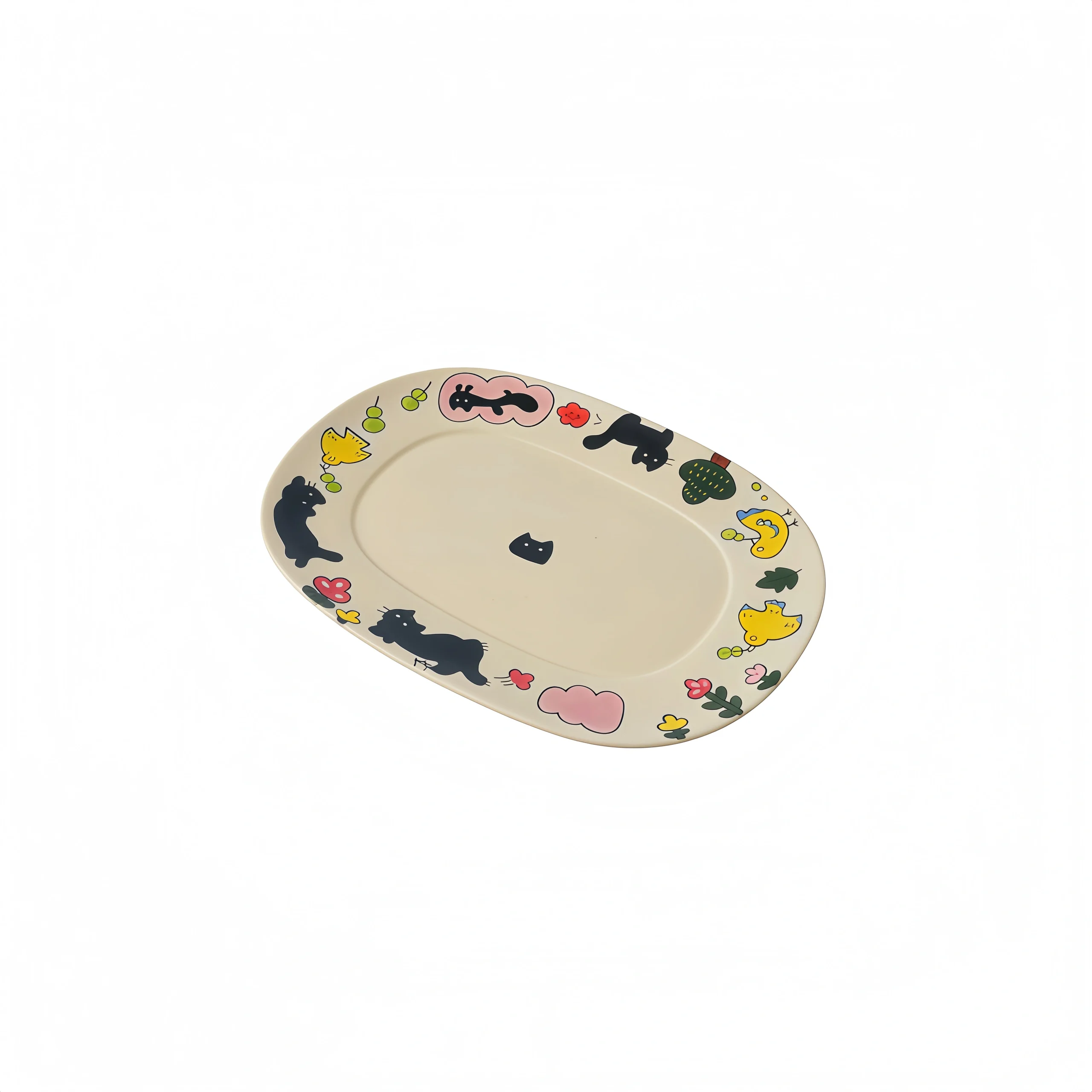 Ceramic Black Cat Swallow Plate