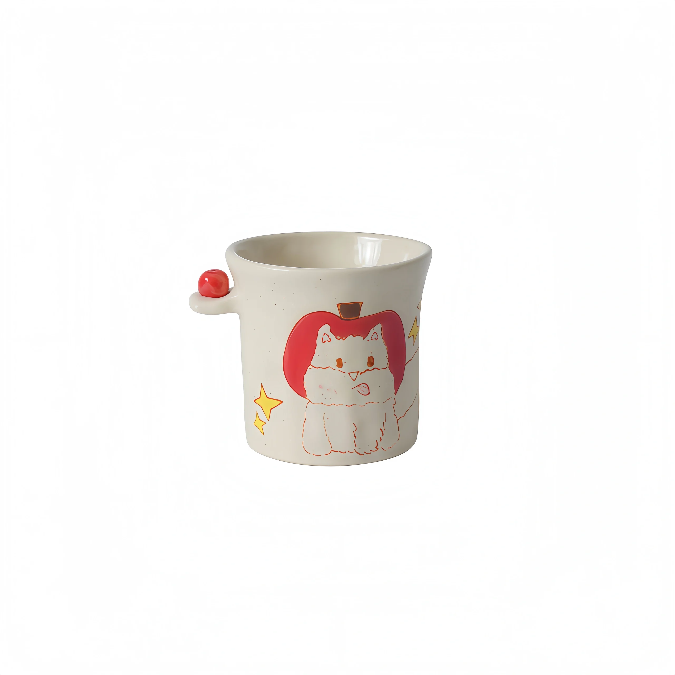 Ceramic Apple Cat Handheld Mug