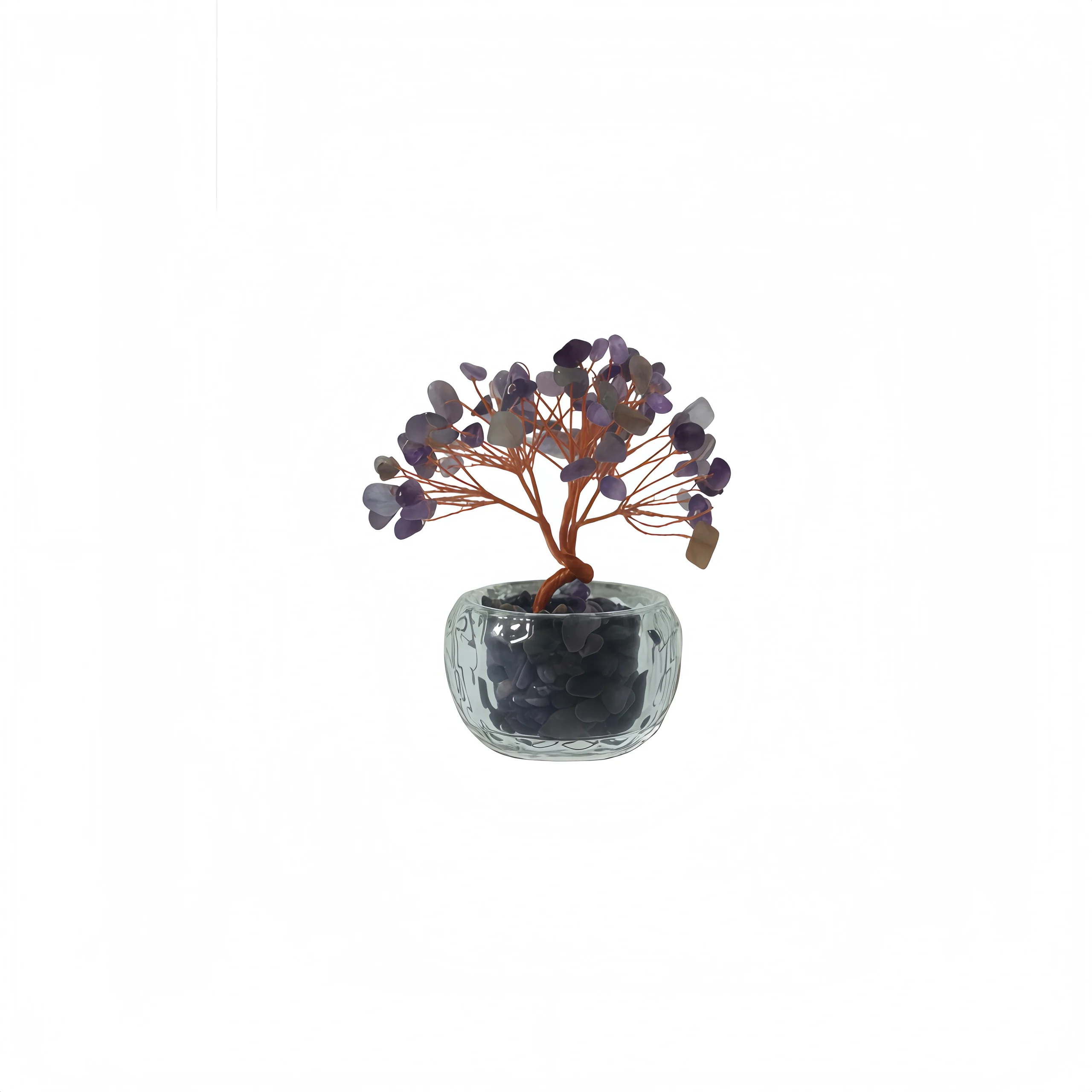 Natural Amethyst Money Tree With Clear Pot