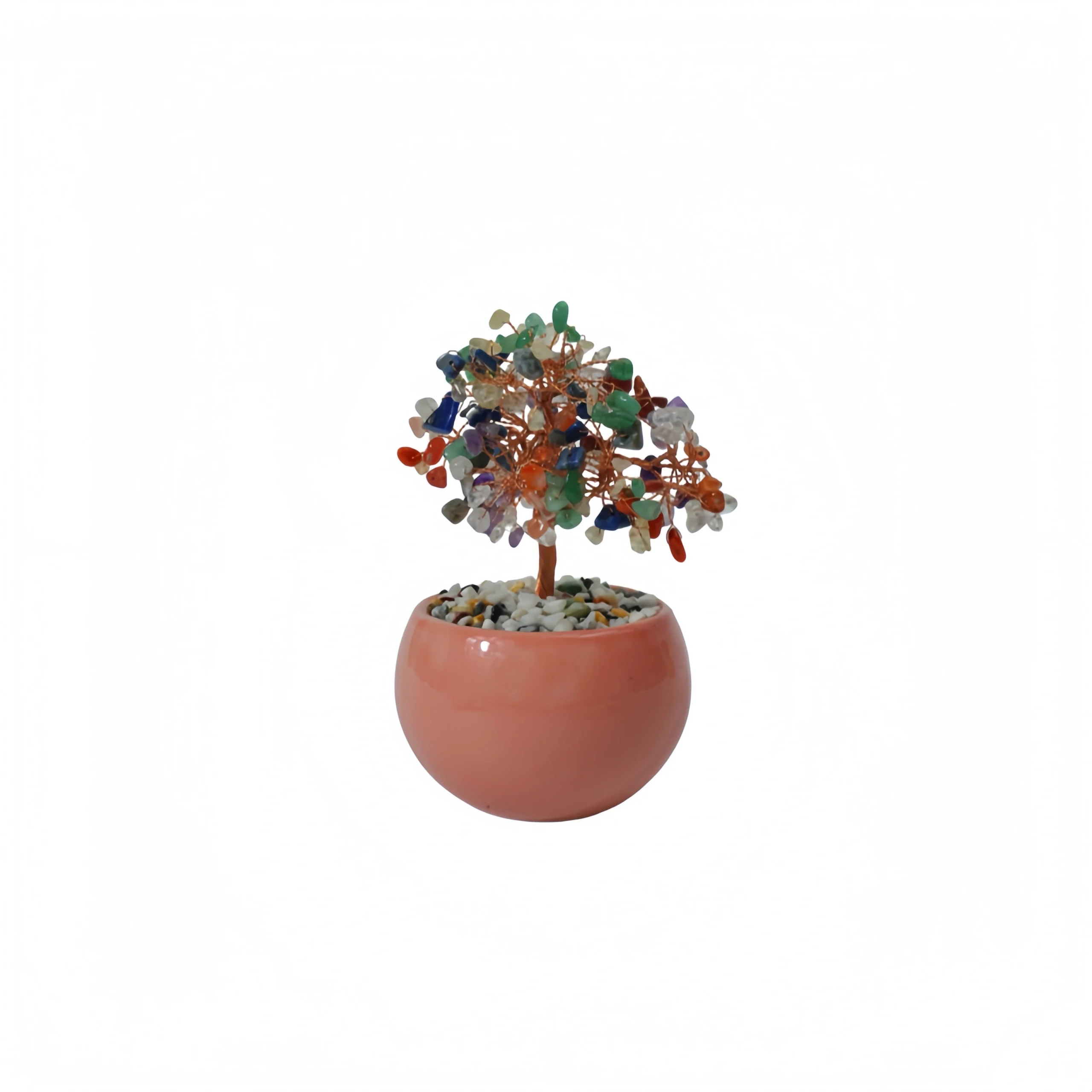 Round Cup Gemstone Money Tree Figurine