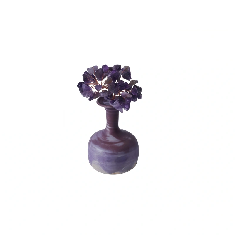 Ceramic Vase with Crystal Tree Ornament
