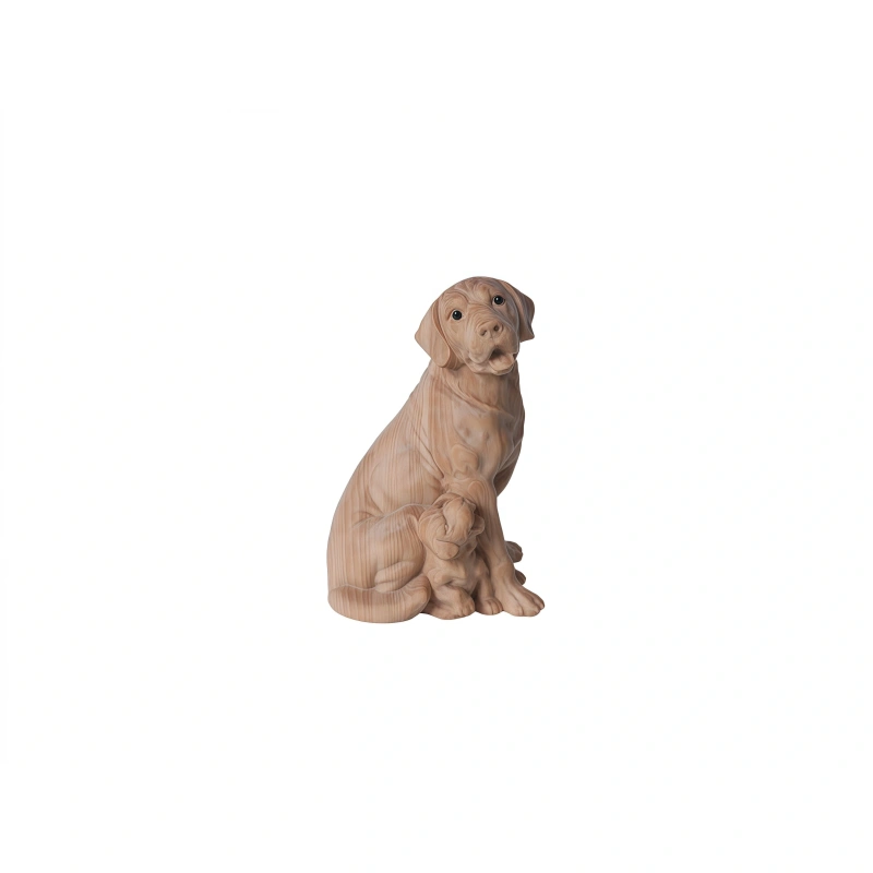 Mother and Puppy Boxwood Ornament