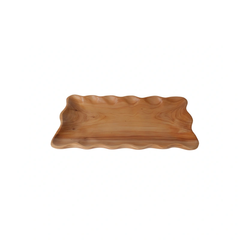 Fir Wood Wavy Edge Rectangular Fruit Tray