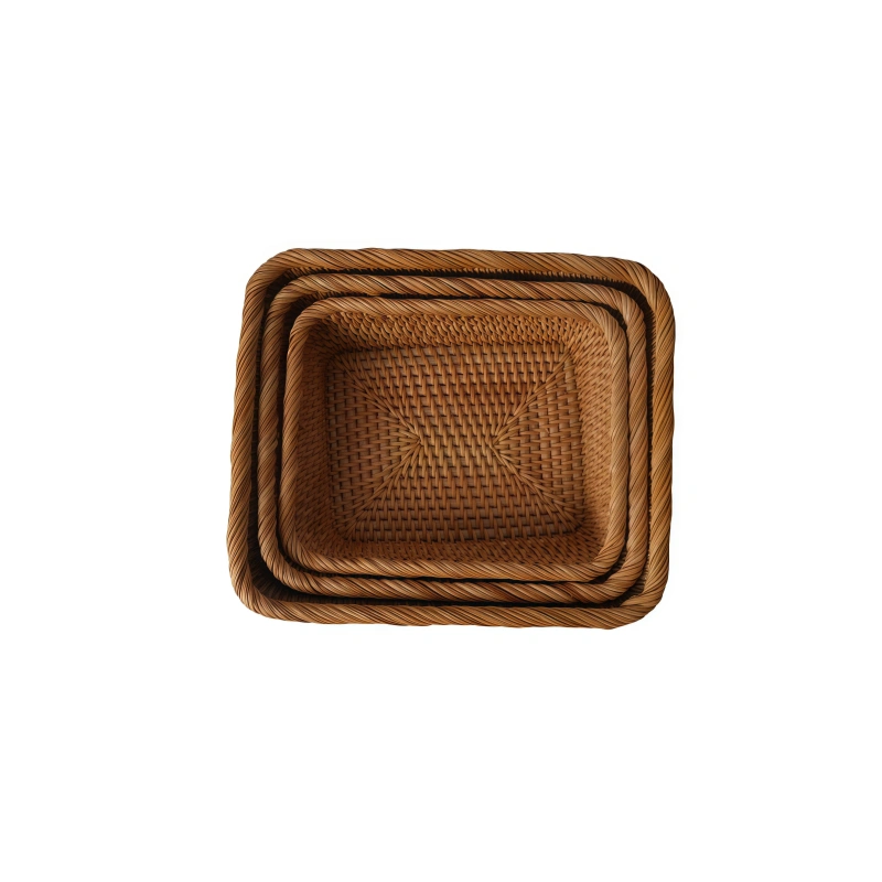 Rattan Square Storage Basket Set of Three