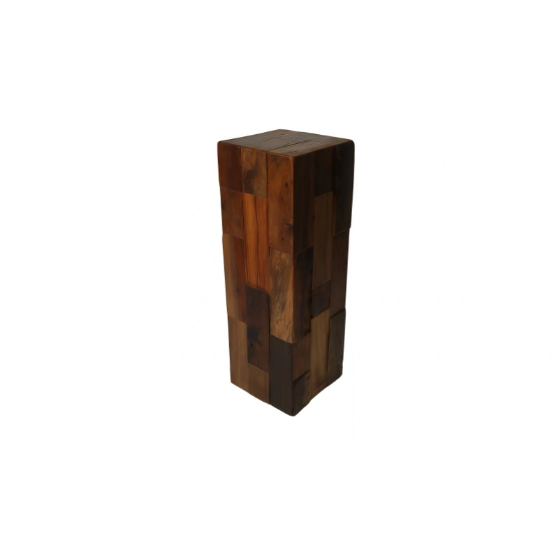 Elm Wood Geometric Plant Stand