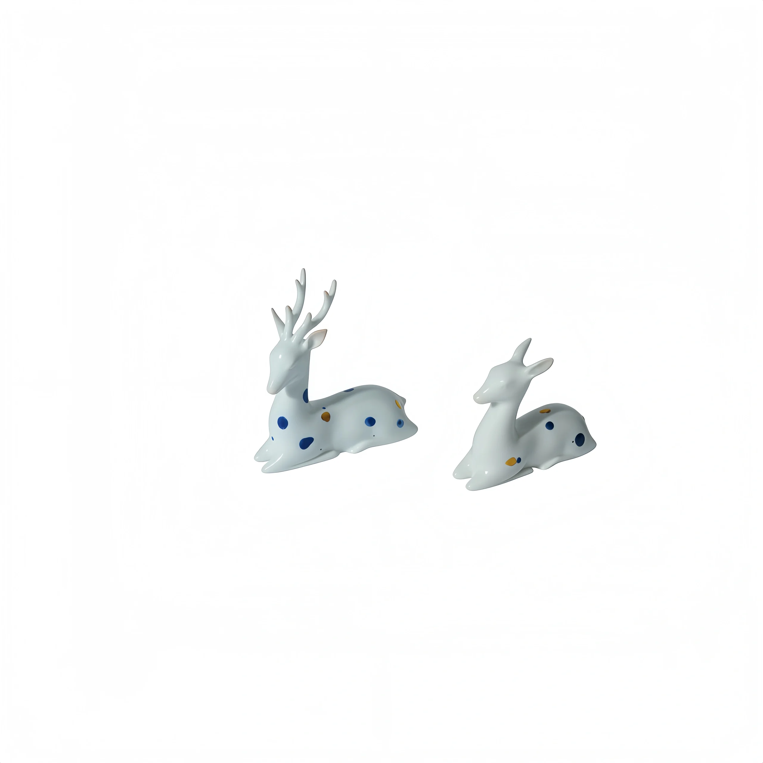Blue and White One Deer With You Figurine