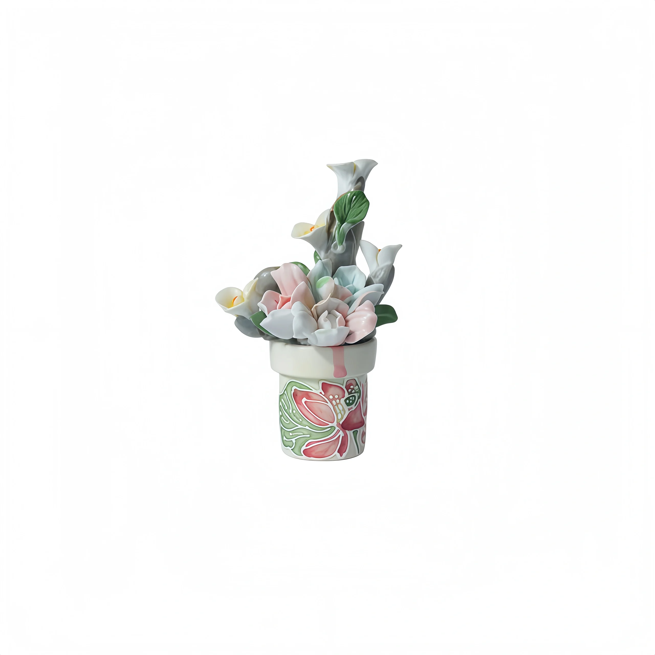 Ceramic Pink-Blue Flower Bouquet