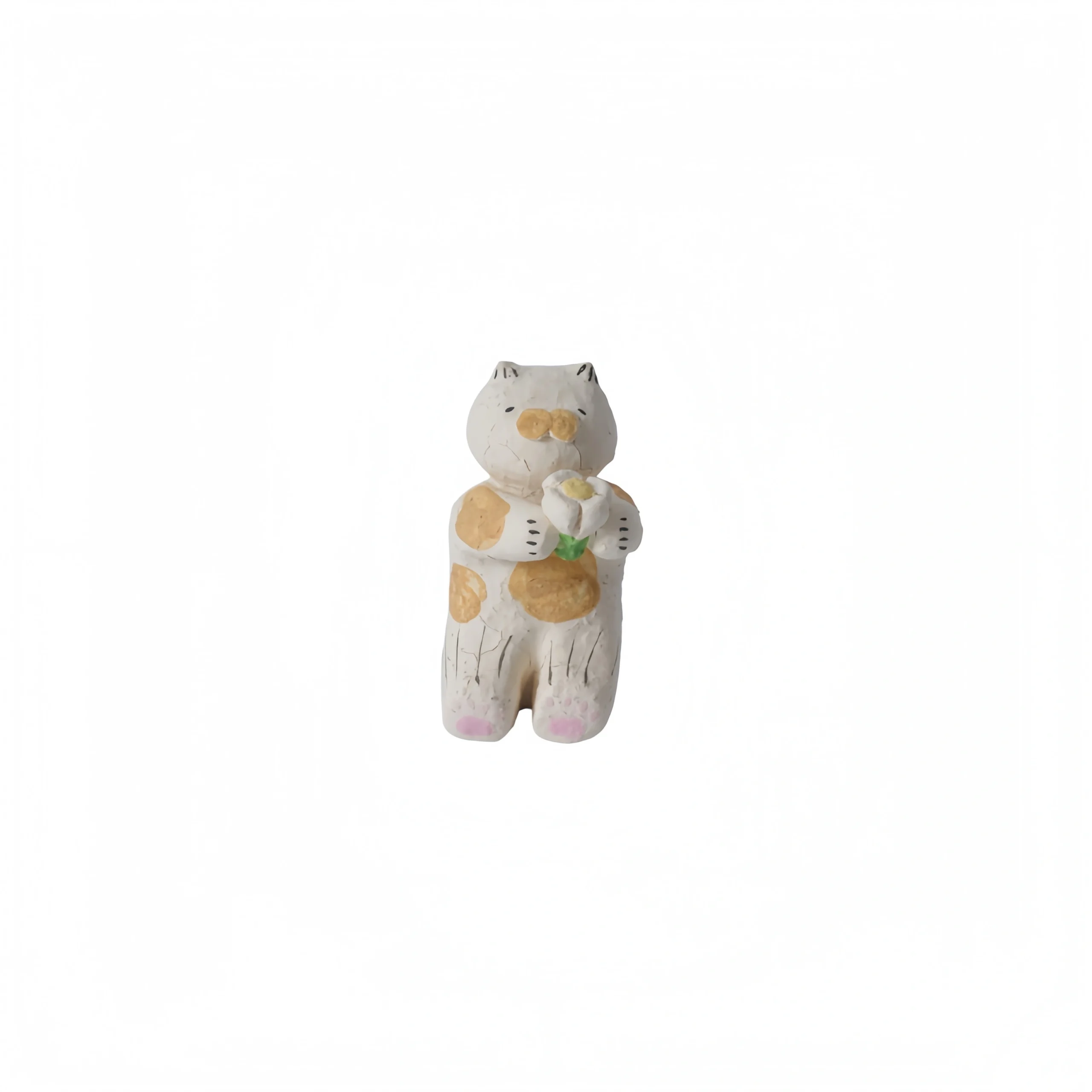 Small Animal Holding Flower Figurine