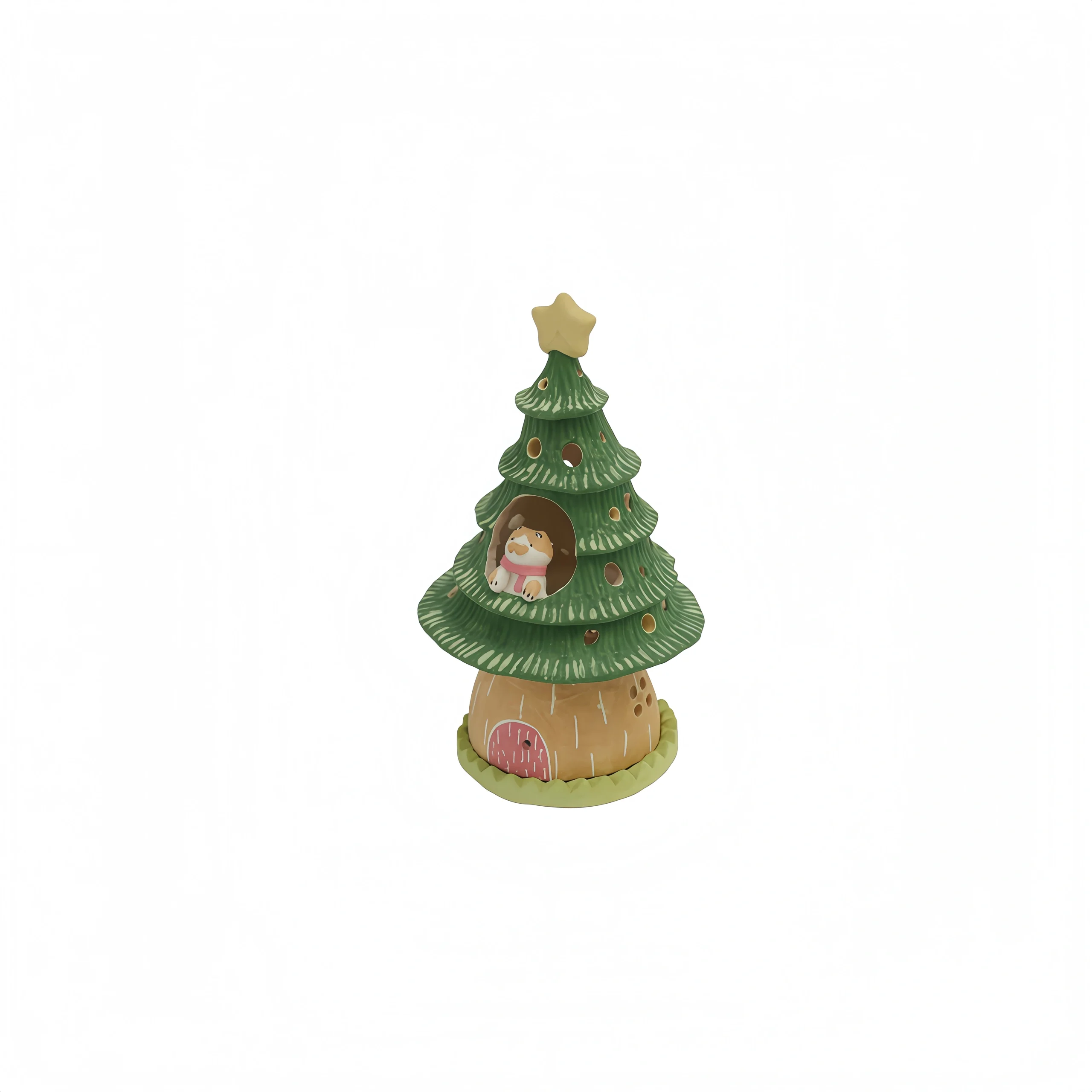 Little Tabby Cat Christmas Tree Candle Holder