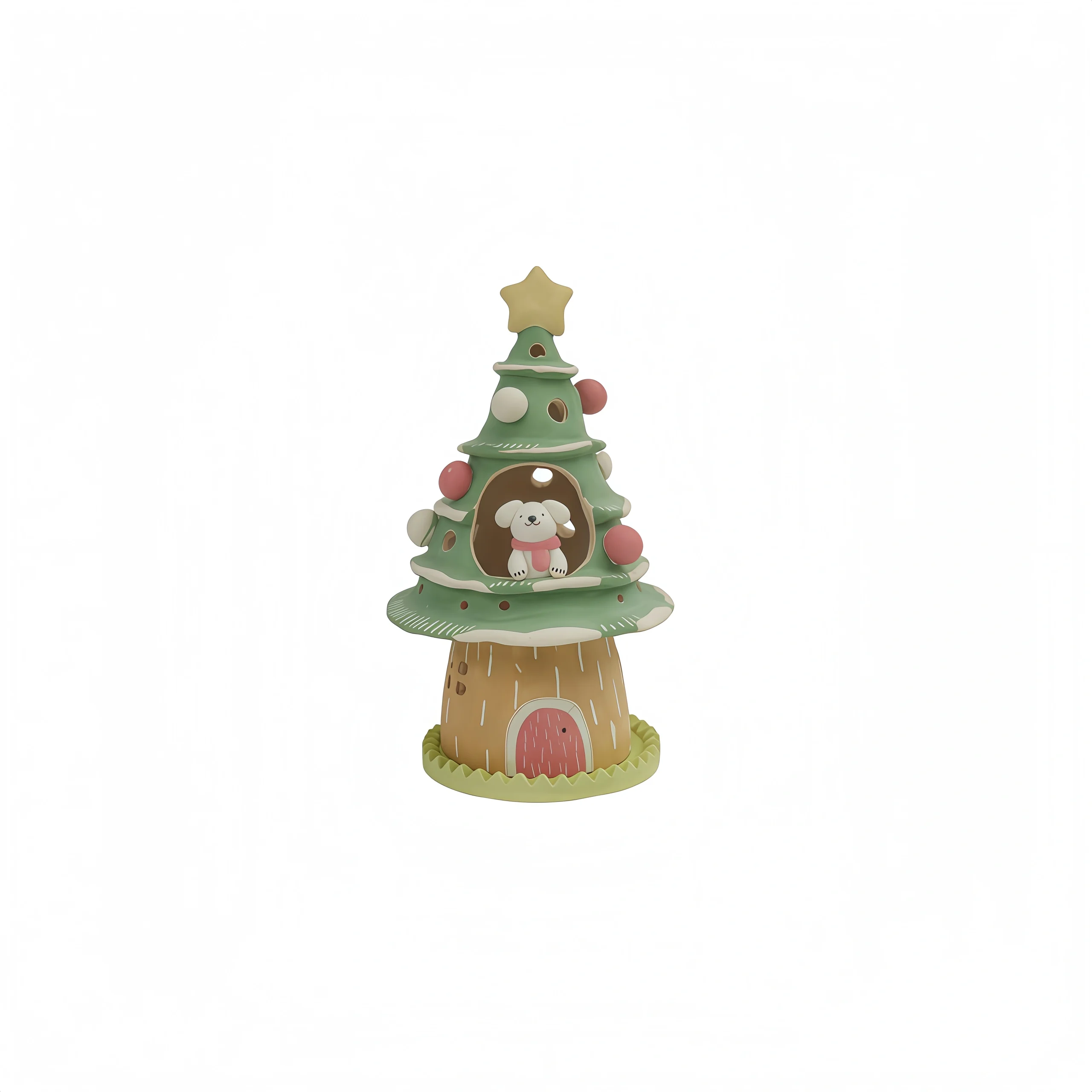 Little White Dog Christmas Tree Candle Holder