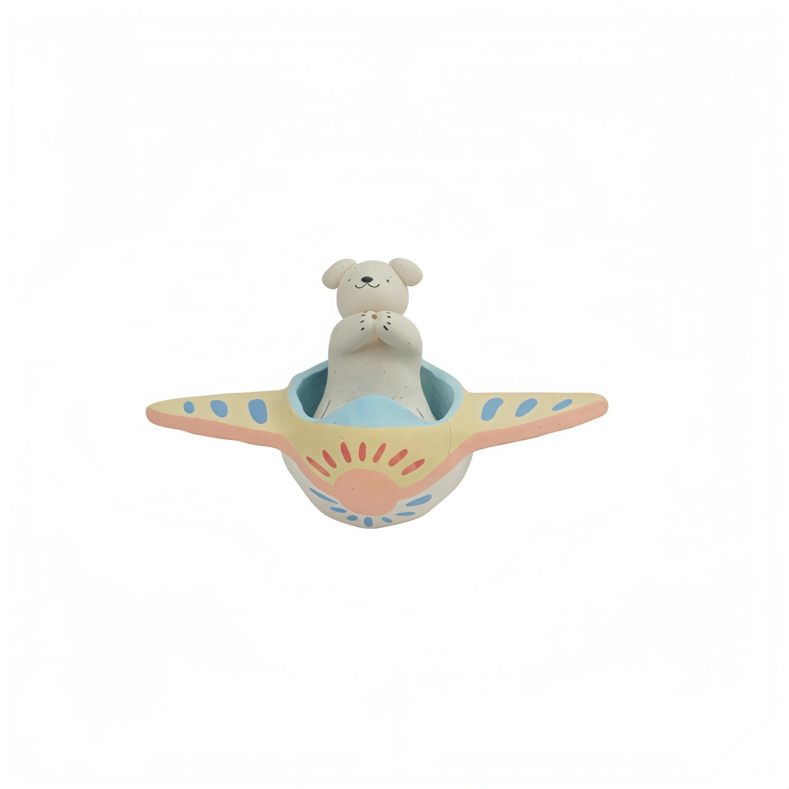 Puppy Sitting in Airplane Figurine