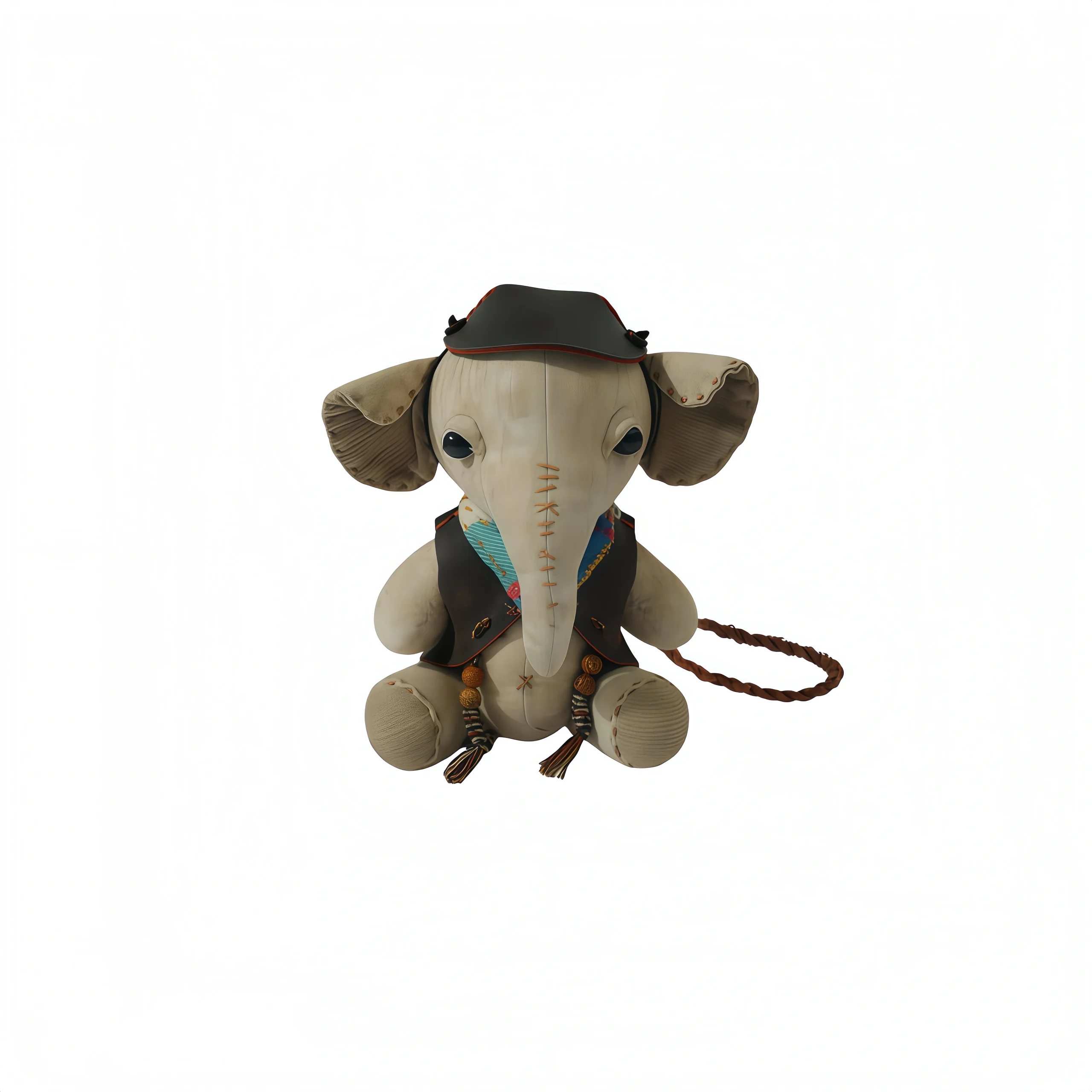 Square Scarf White Elephant Plush